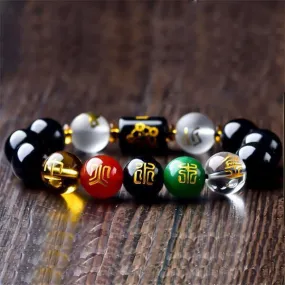 5 Wealth Feng Shui Black Obsidian Bracelet