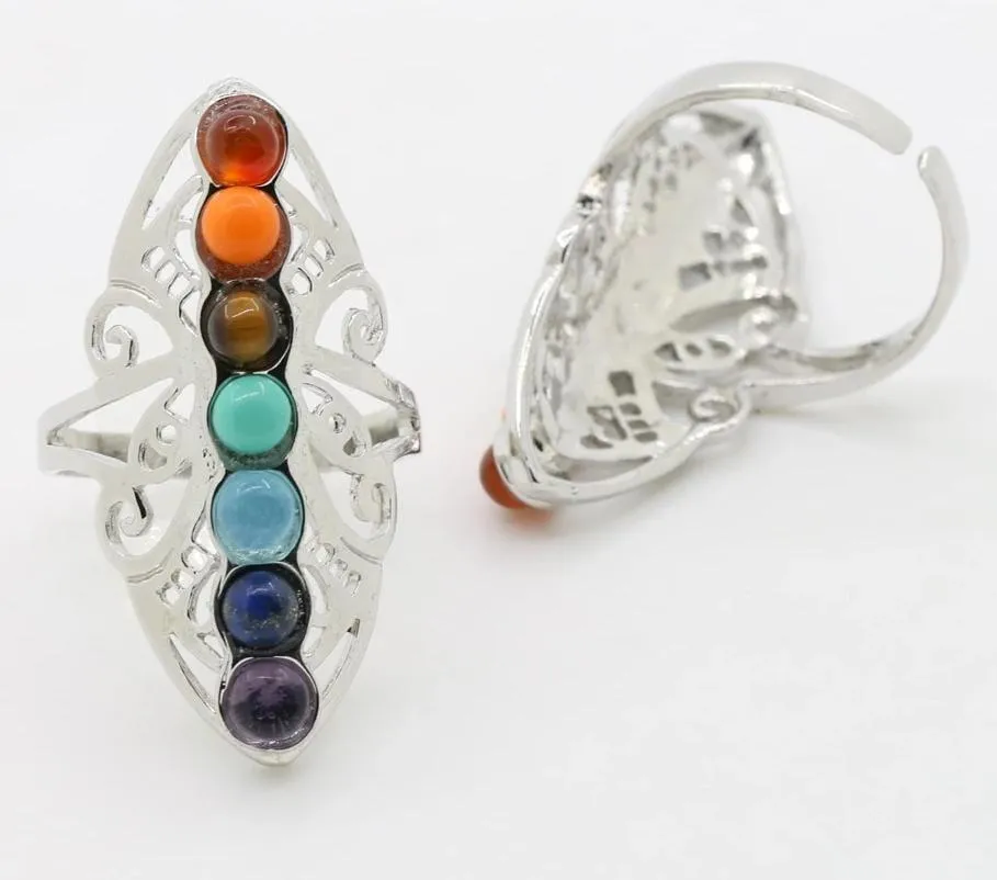 7 Chakra Stone Reiki Ring Gemstone Crystals Jewelry