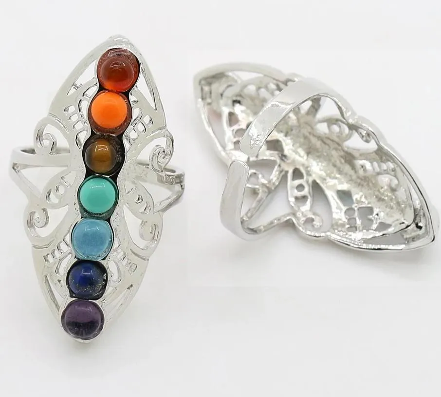 7 Chakra Stone Reiki Ring Gemstone Crystals Jewelry