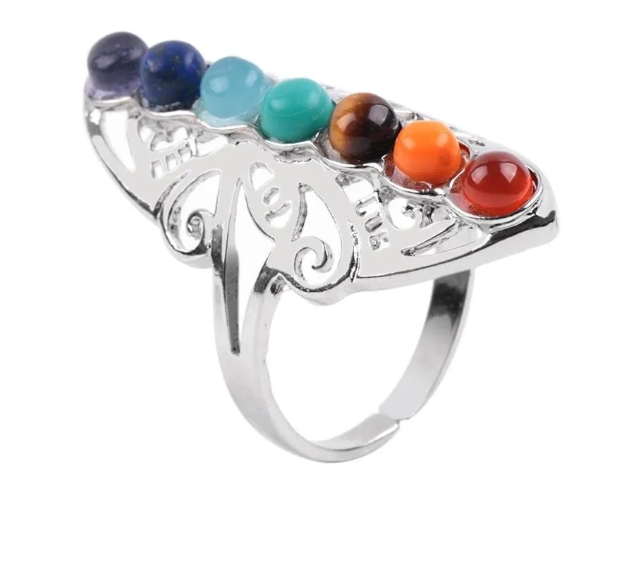 7 Chakra Stone Reiki Ring Gemstone Crystals Jewelry