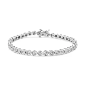 .925 Sterling Silver 1.0 Cttw Miracle Plate Set Diamond Bezel Link Design Tennis Bracelet (I-J Color, I3 Clarity) - Size: BRACELET SIZE 7 INCHES | Pack Of: 1