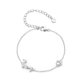 925 Sterling Silver Dachshund Charm Bracelet