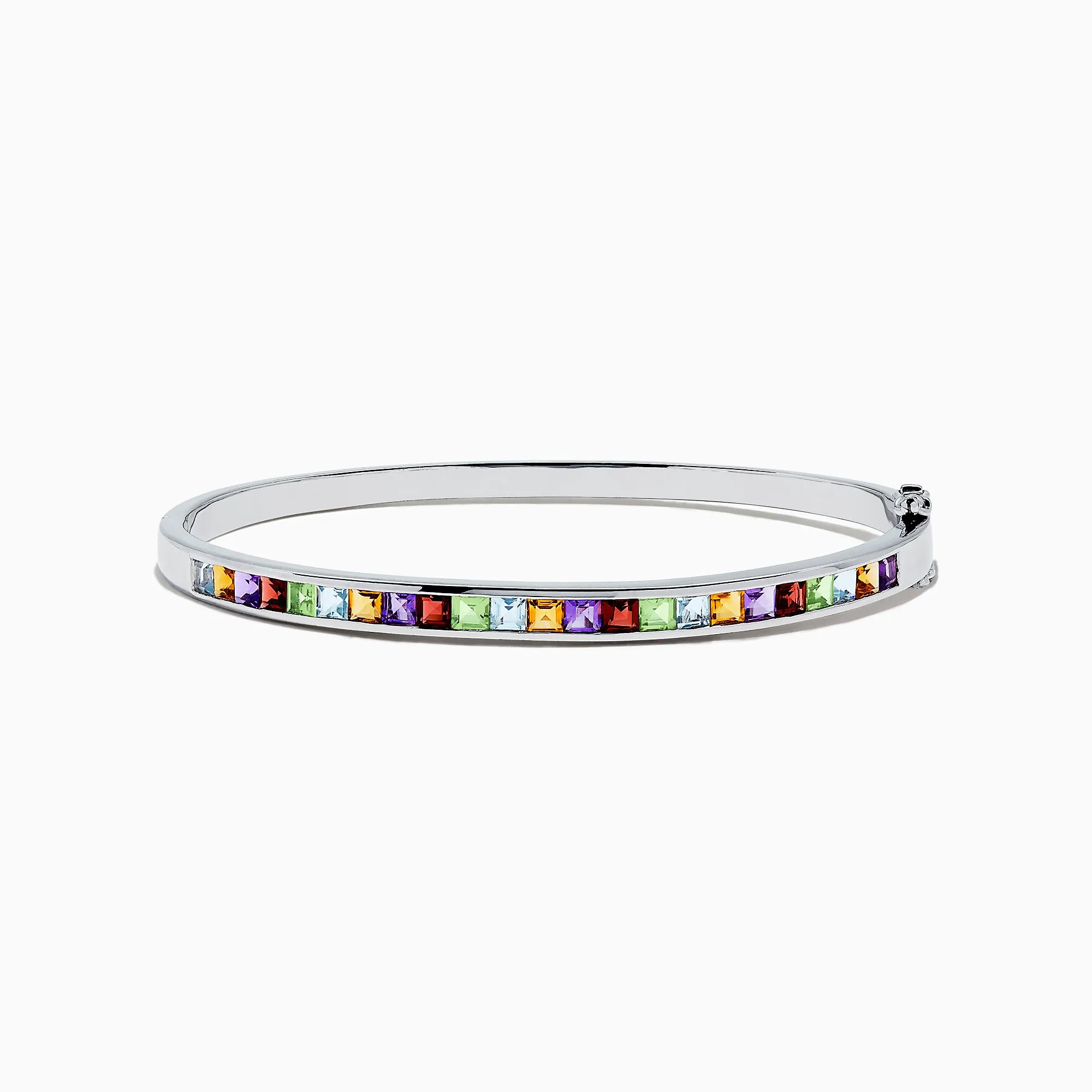 925 sterling Silver Multi Gemstone Bangle, 2.30 TCW