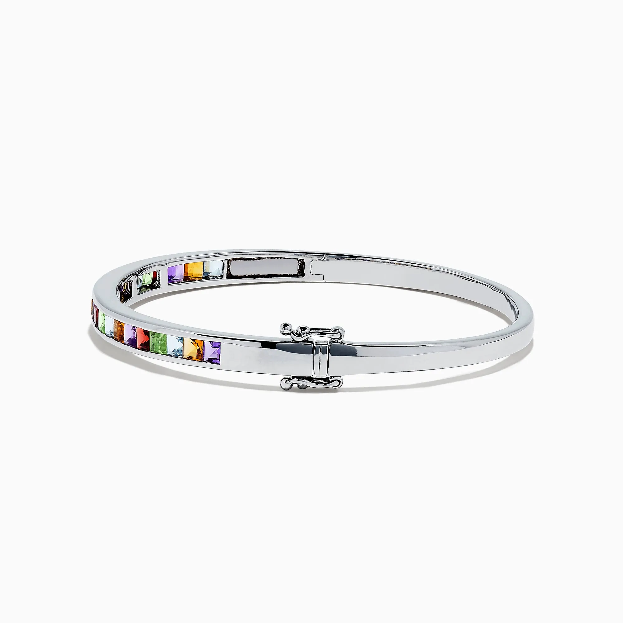 925 sterling Silver Multi Gemstone Bangle, 2.30 TCW