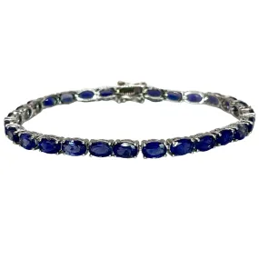 925 Sterling Silver Tanzanite Women's Tennis Bracelet 7 inch Colorful Statement