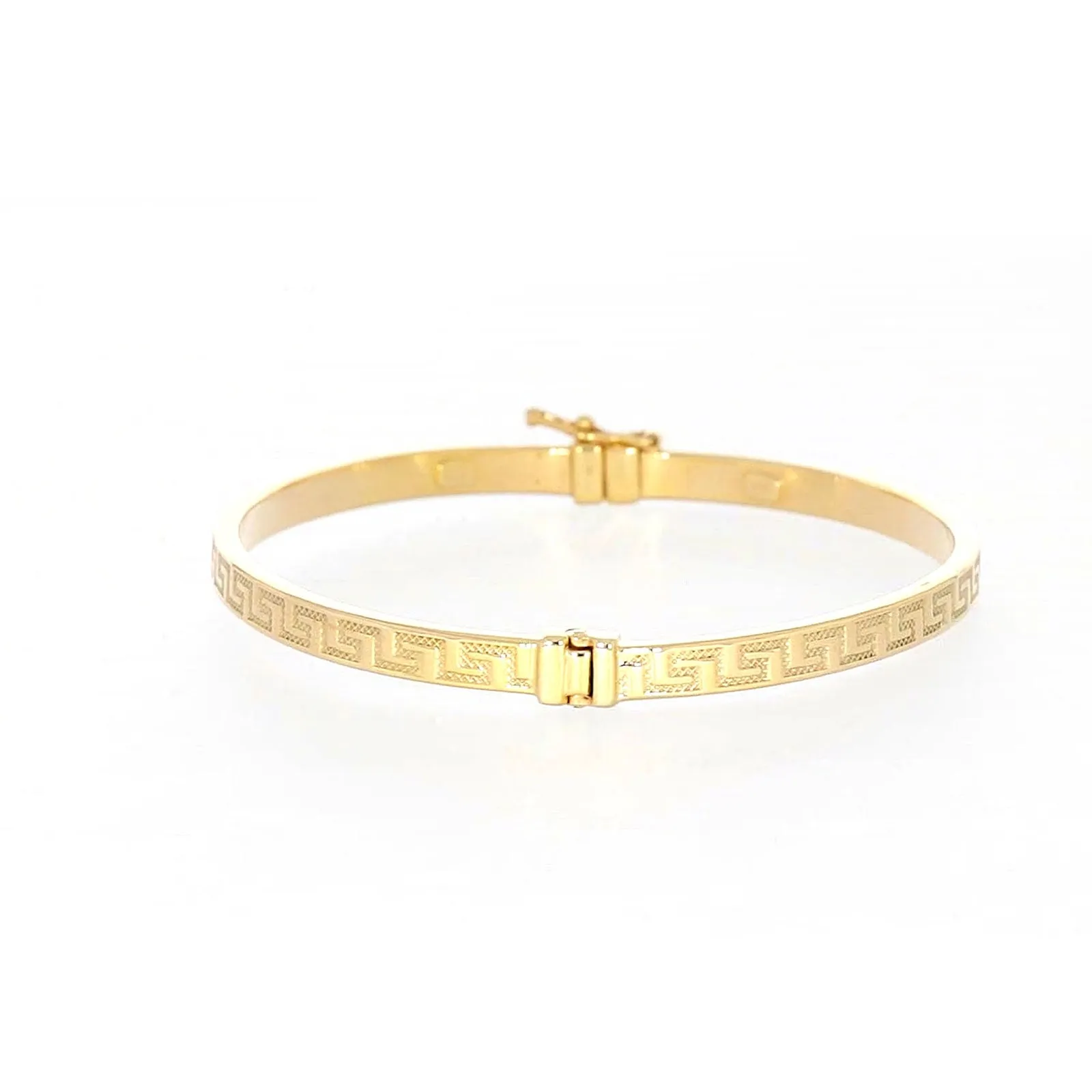 9ct Yellow Gold Greek Key Hinged Bangle