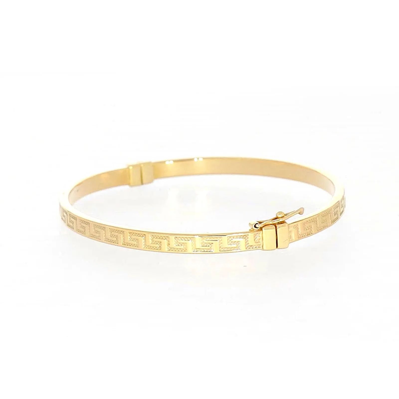 9ct Yellow Gold Greek Key Hinged Bangle