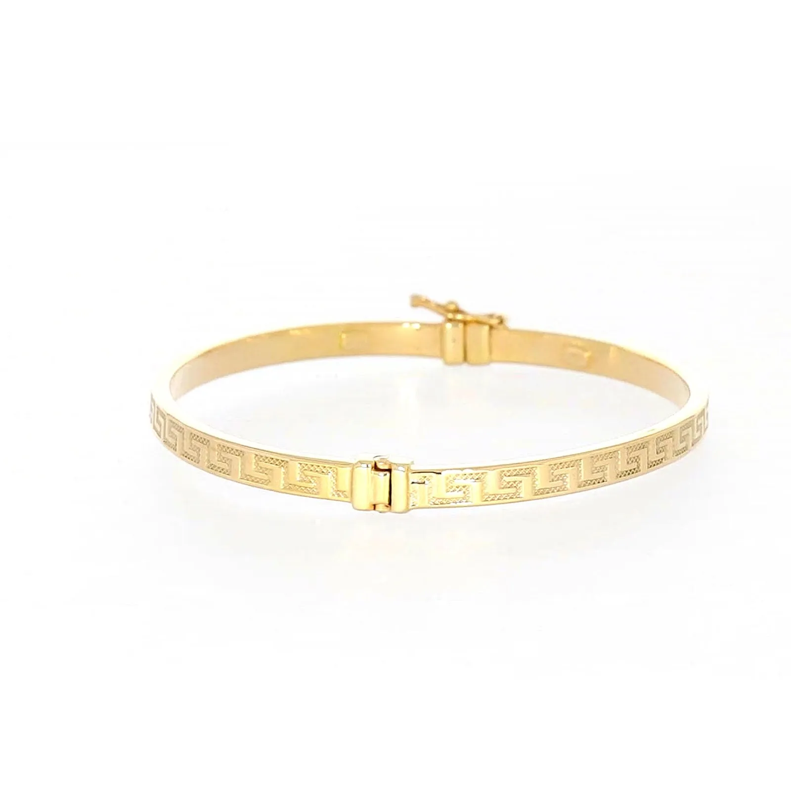 9ct Yellow Gold Greek Key Hinged Bangle