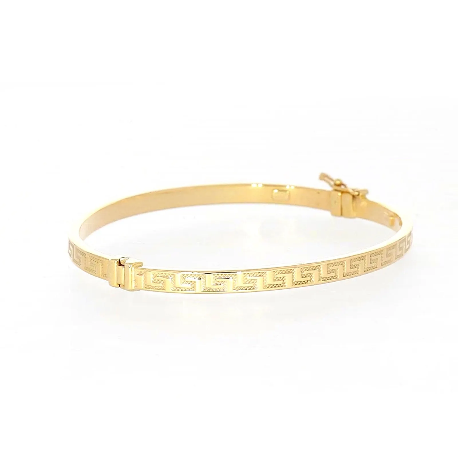 9ct Yellow Gold Greek Key Hinged Bangle