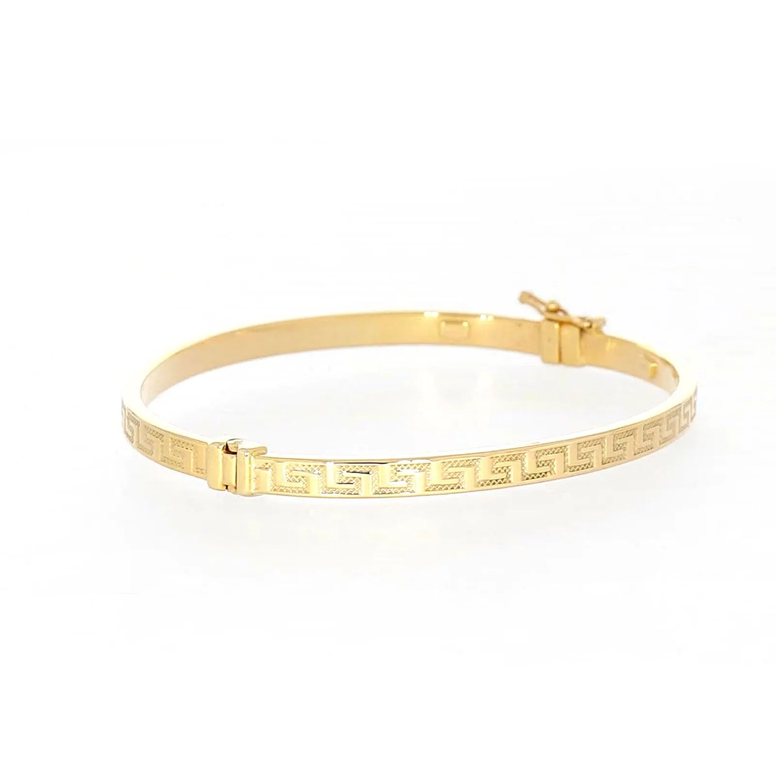 9ct Yellow Gold Greek Key Hinged Bangle