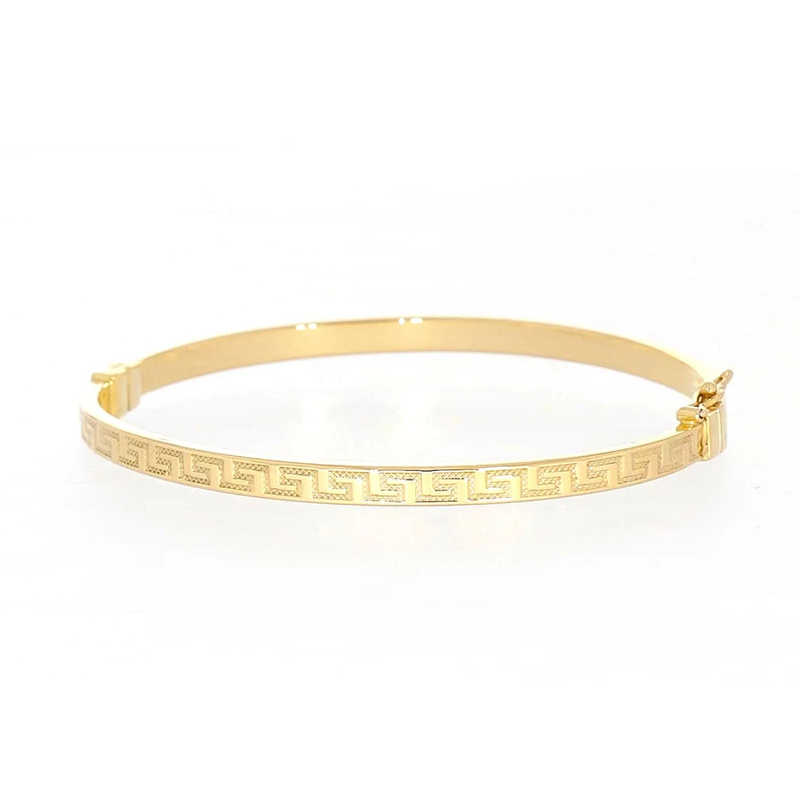 9ct Yellow Gold Greek Key Hinged Bangle