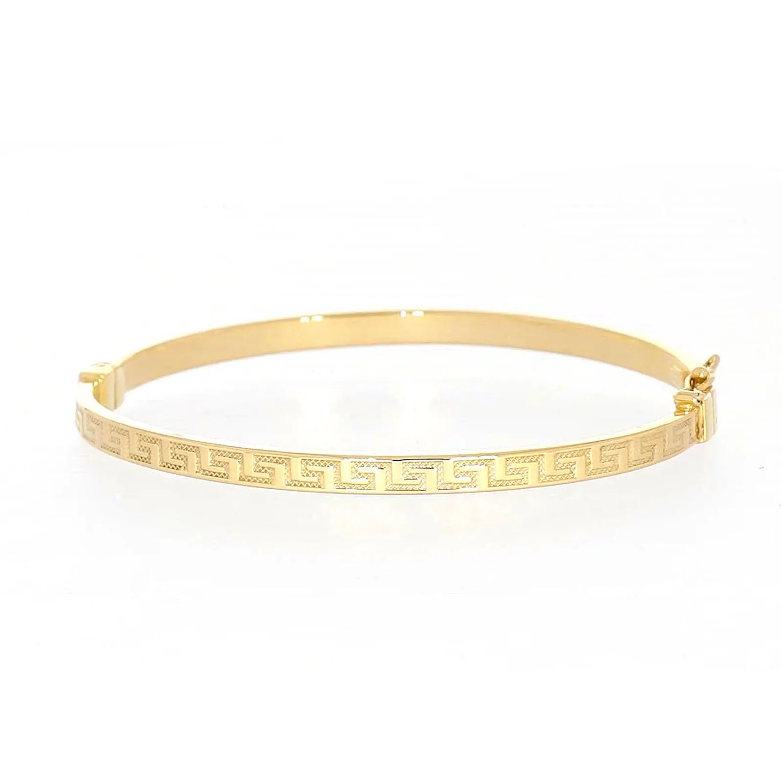 9ct Yellow Gold Greek Key Hinged Bangle