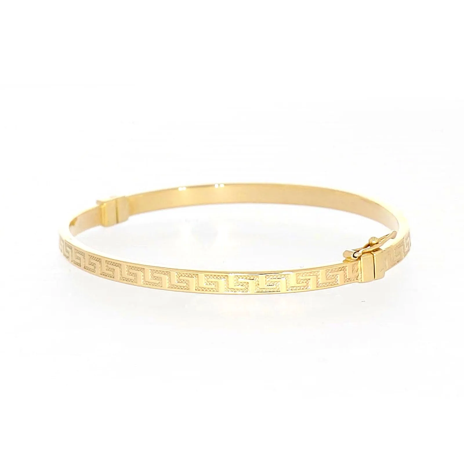 9ct Yellow Gold Greek Key Hinged Bangle