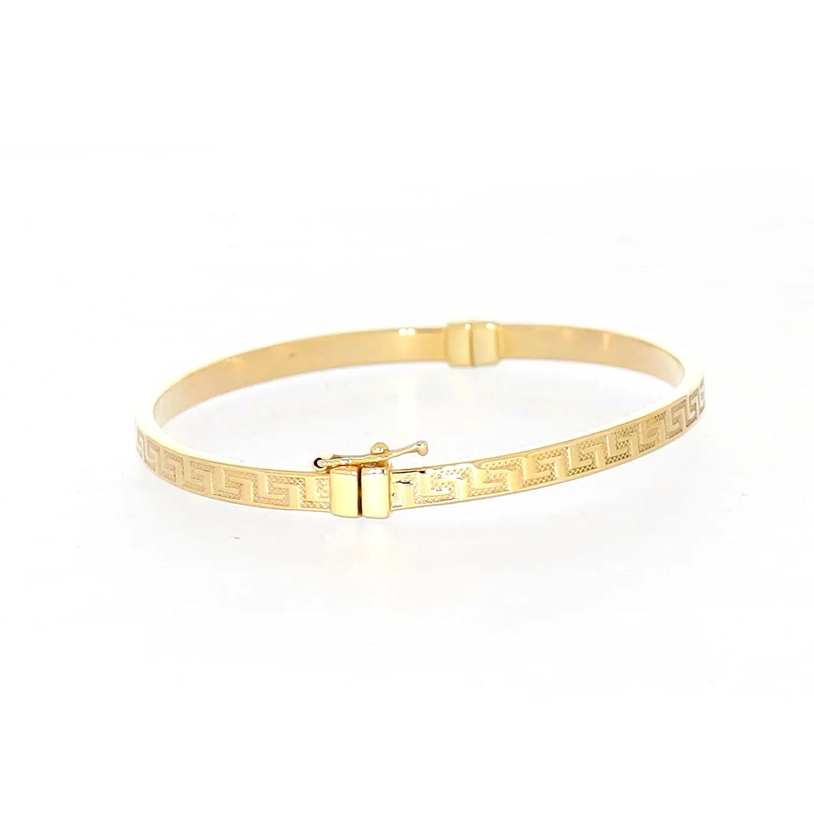 9ct Yellow Gold Greek Key Hinged Bangle