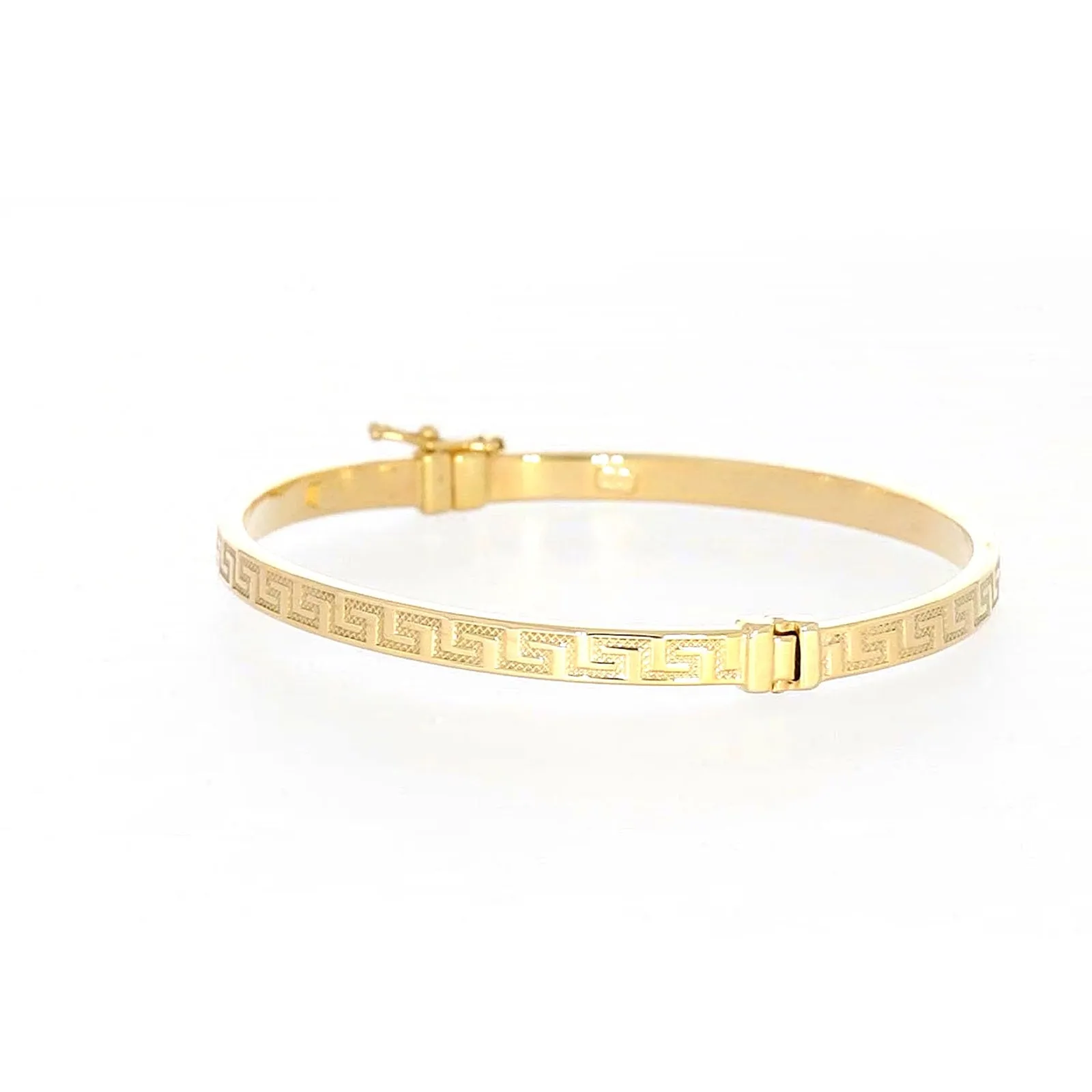 9ct Yellow Gold Greek Key Hinged Bangle