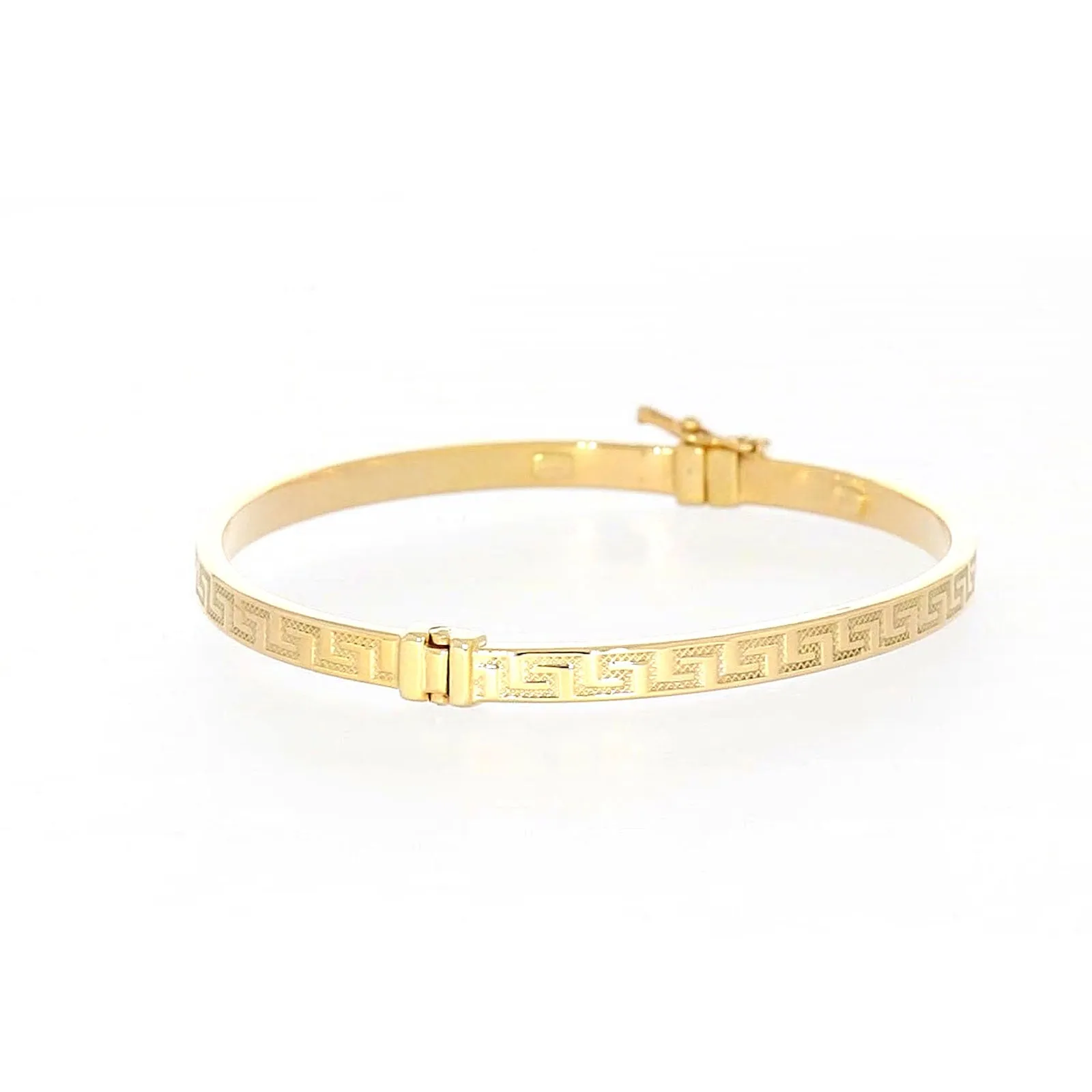 9ct Yellow Gold Greek Key Hinged Bangle