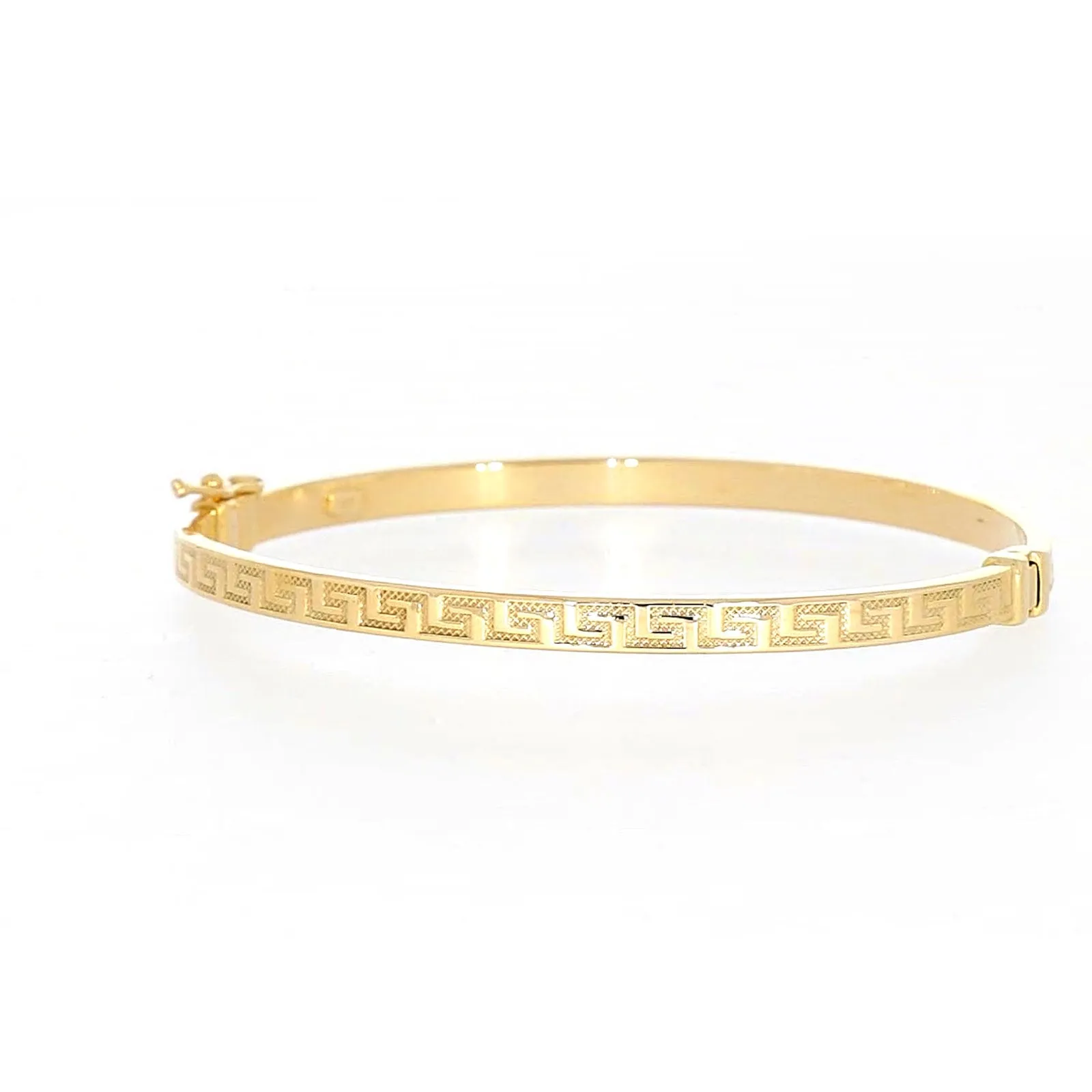 9ct Yellow Gold Greek Key Hinged Bangle