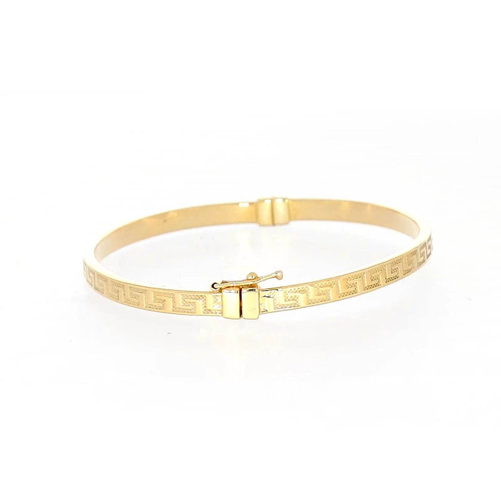 9ct Yellow Gold Greek Key Hinged Bangle