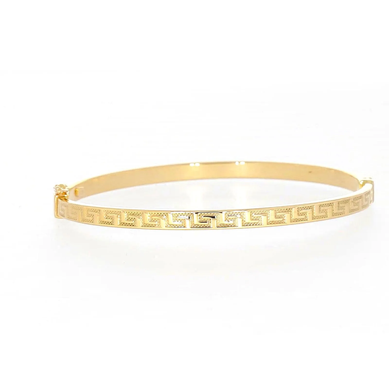 9ct Yellow Gold Greek Key Hinged Bangle