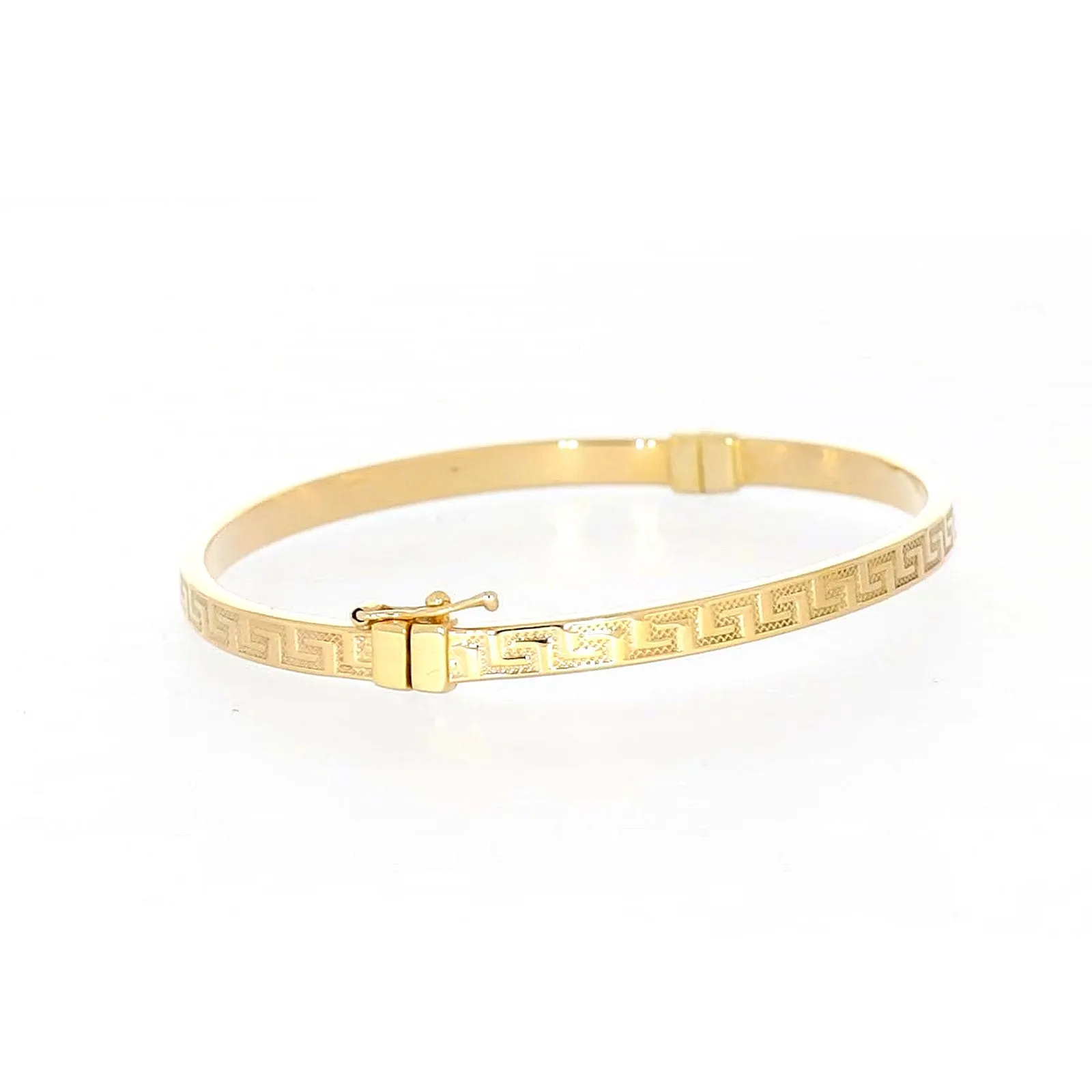 9ct Yellow Gold Greek Key Hinged Bangle