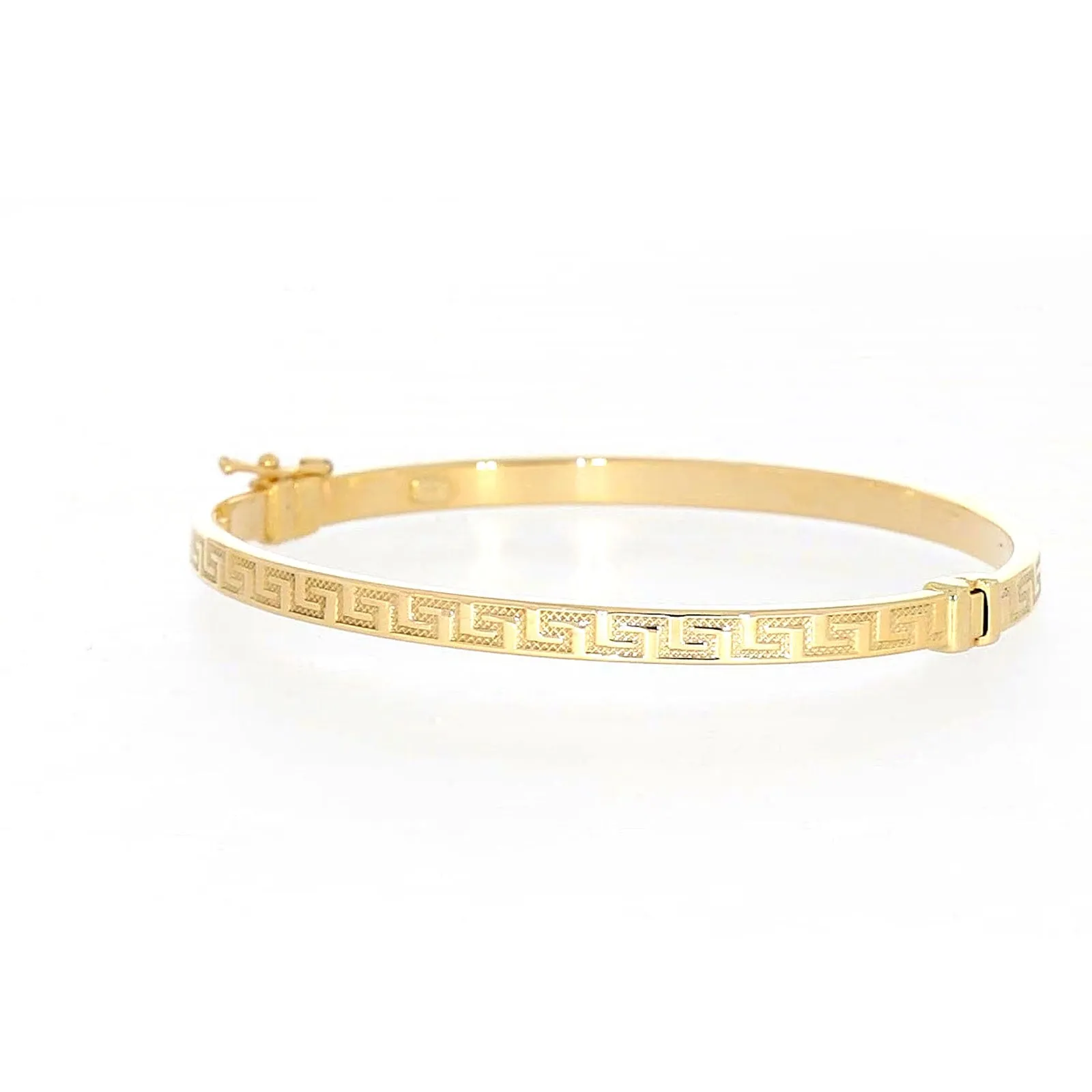 9ct Yellow Gold Greek Key Hinged Bangle