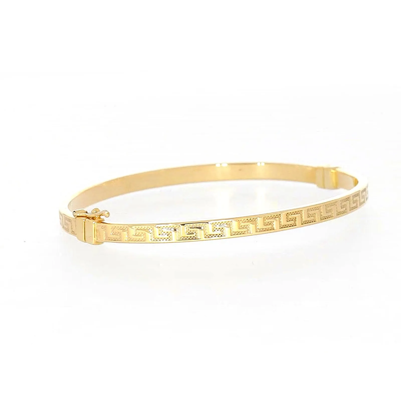 9ct Yellow Gold Greek Key Hinged Bangle