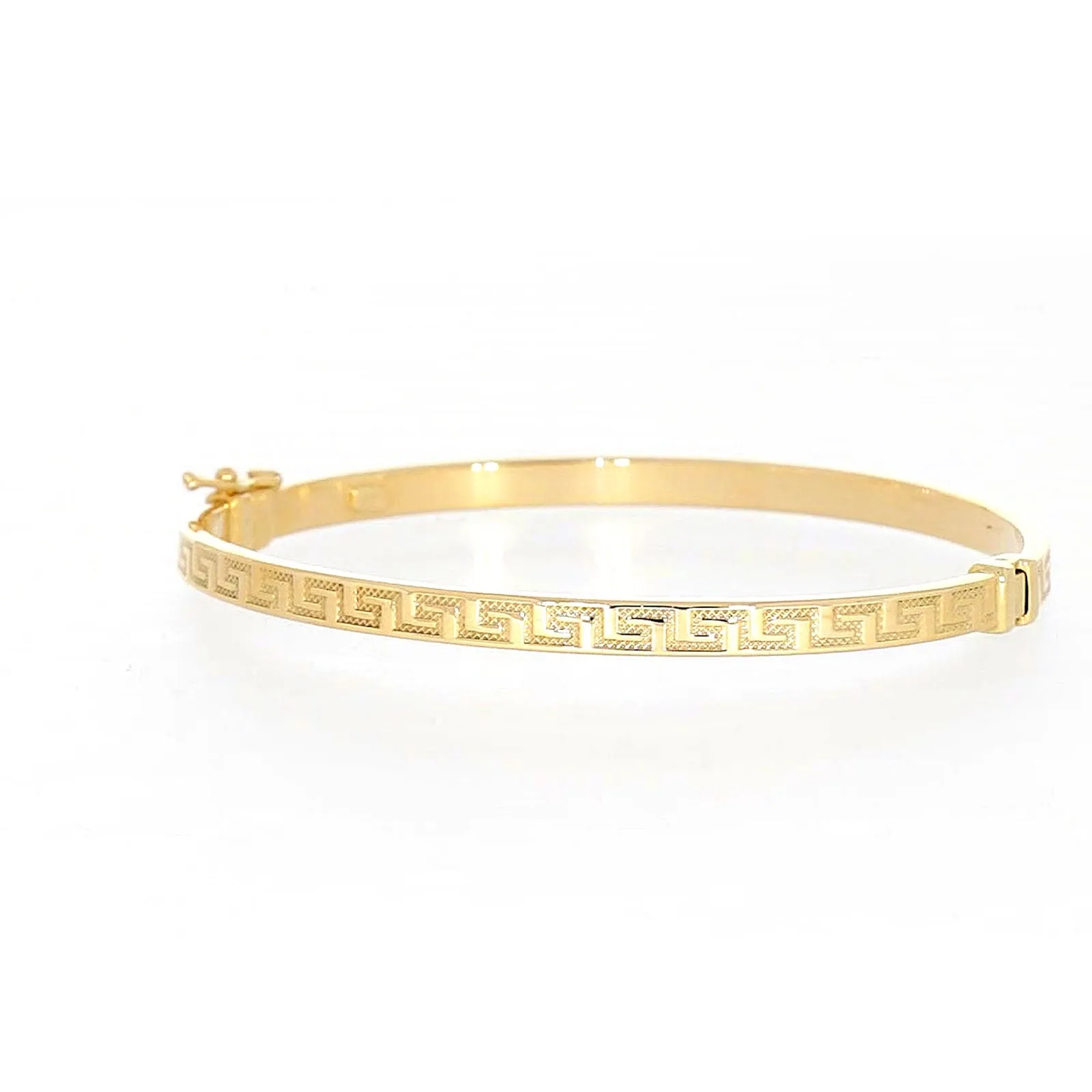 9ct Yellow Gold Greek Key Hinged Bangle