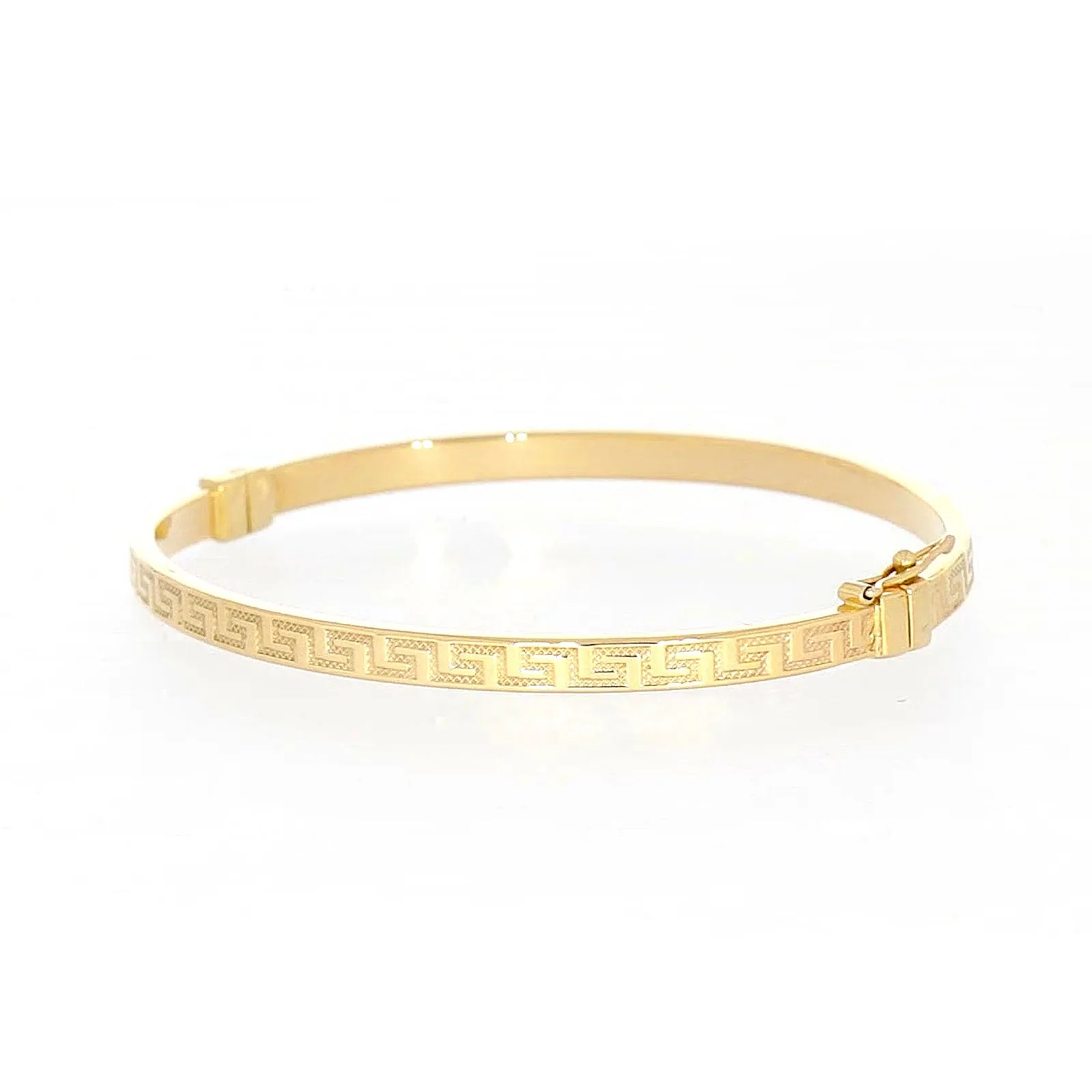 9ct Yellow Gold Greek Key Hinged Bangle