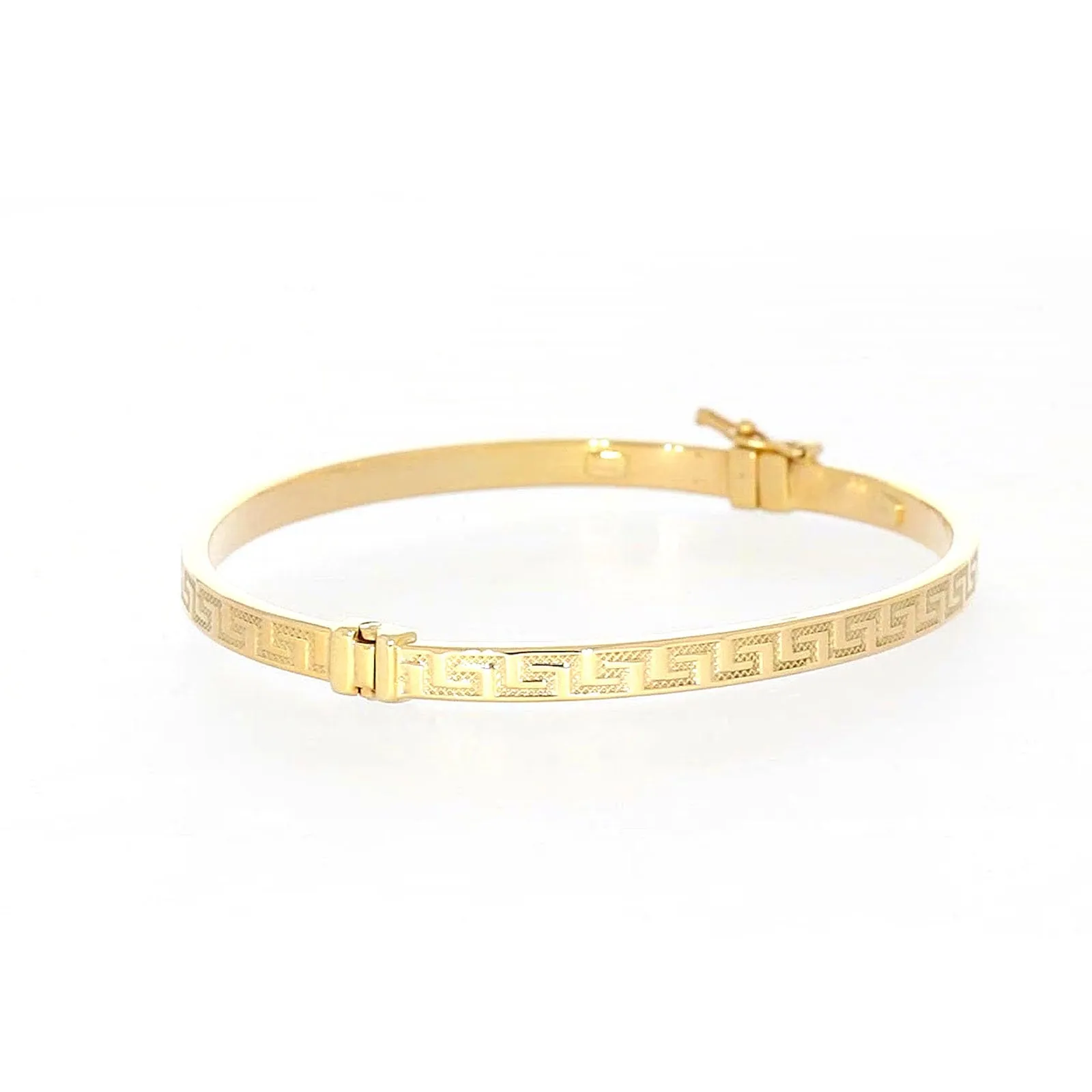 9ct Yellow Gold Greek Key Hinged Bangle