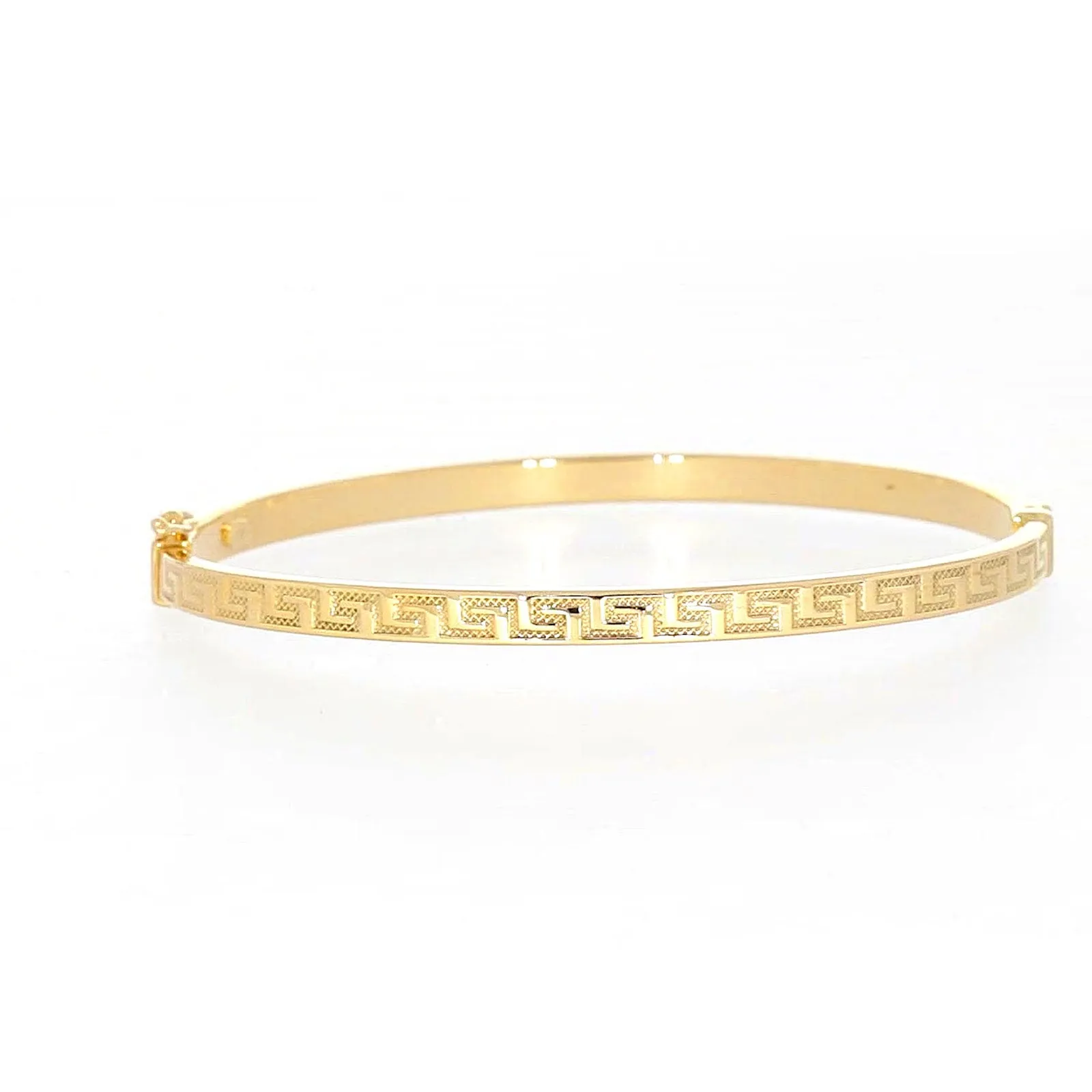 9ct Yellow Gold Greek Key Hinged Bangle