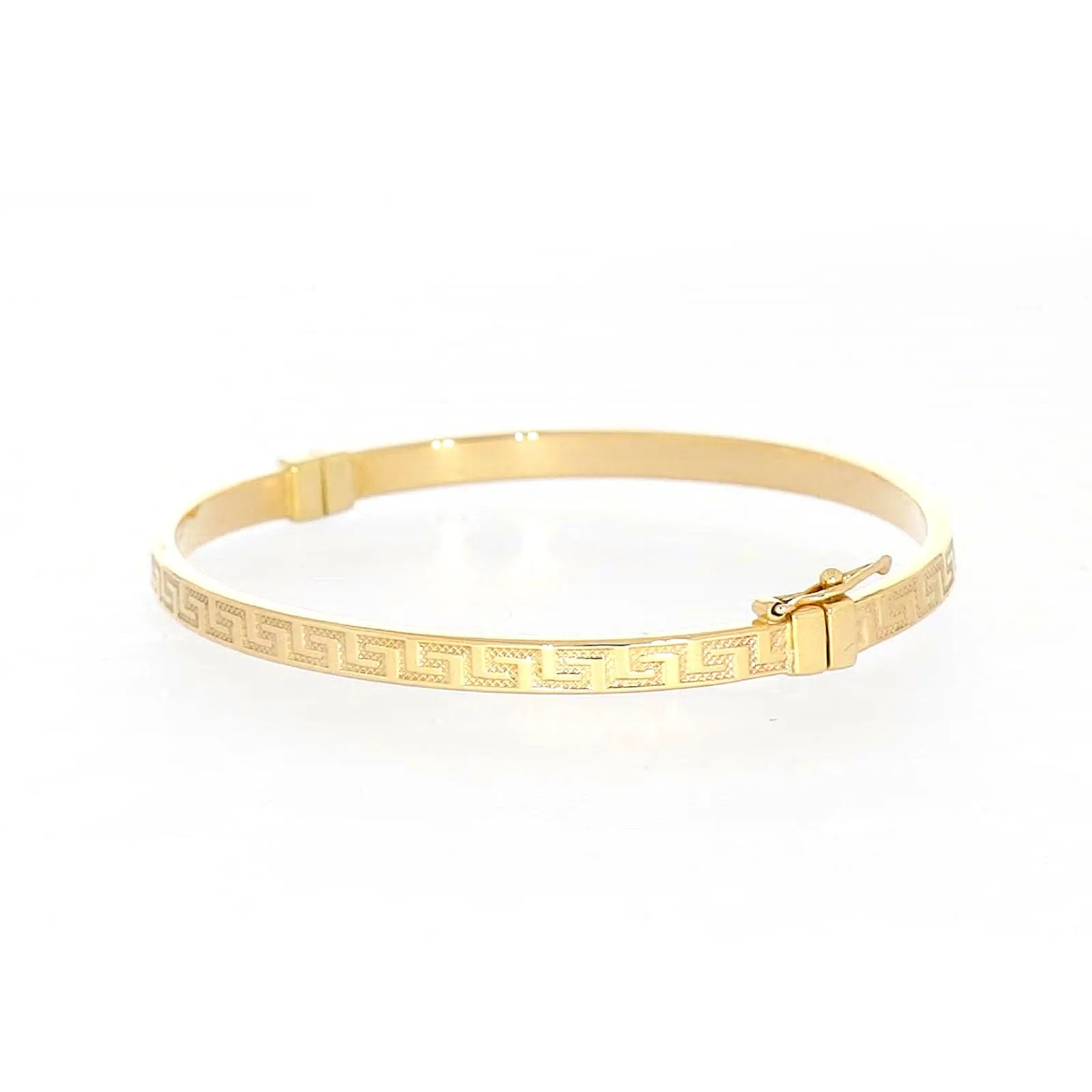 9ct Yellow Gold Greek Key Hinged Bangle