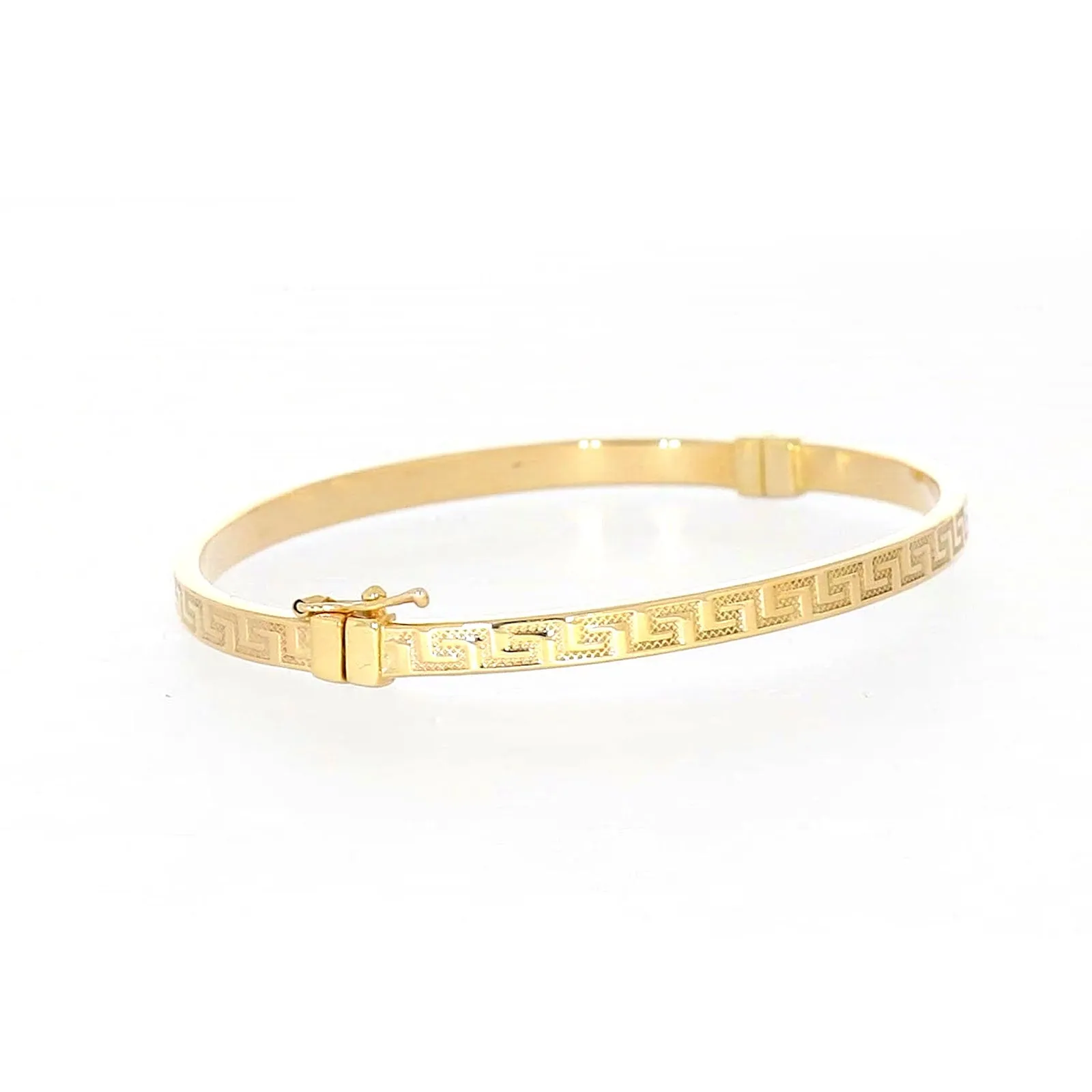 9ct Yellow Gold Greek Key Hinged Bangle