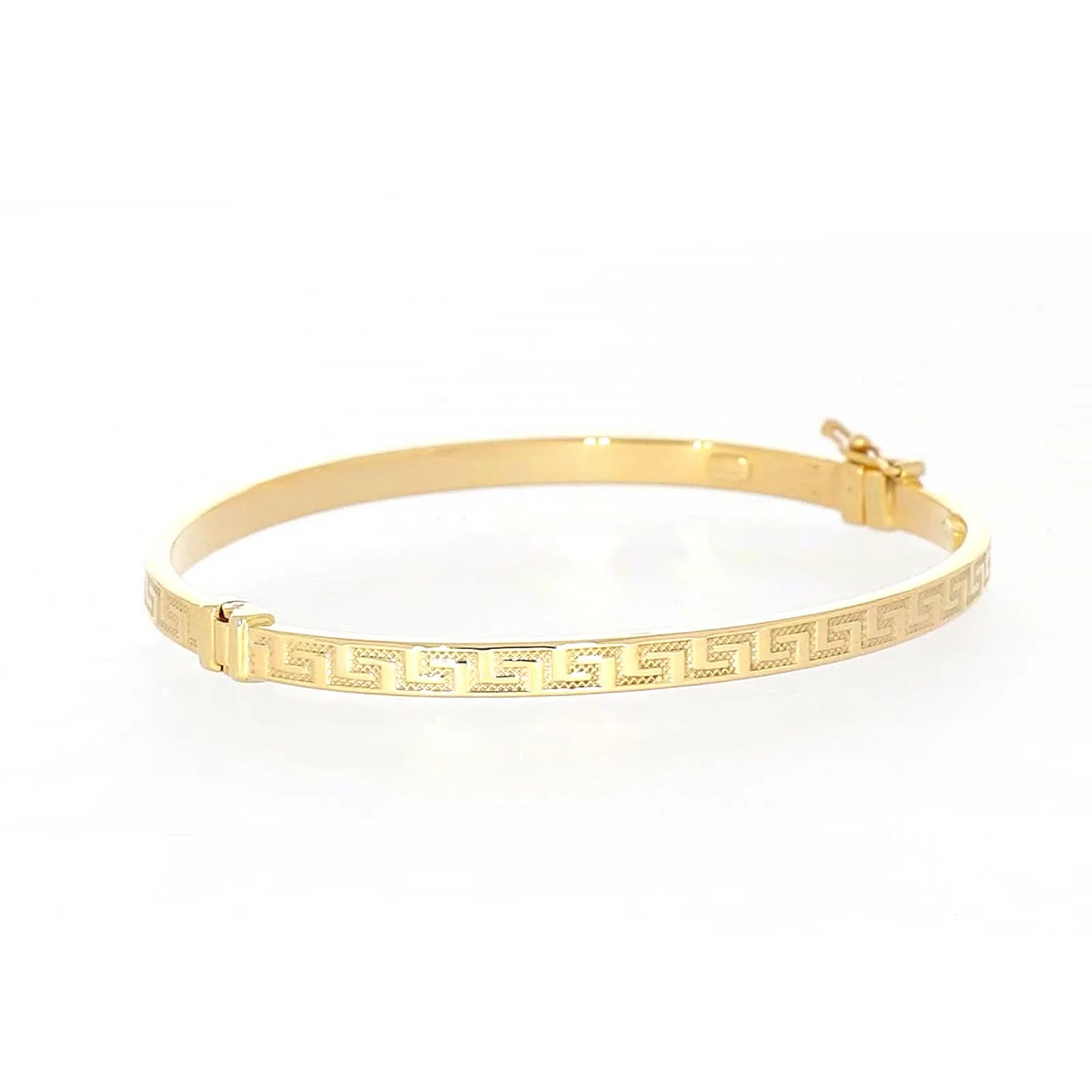 9ct Yellow Gold Greek Key Hinged Bangle