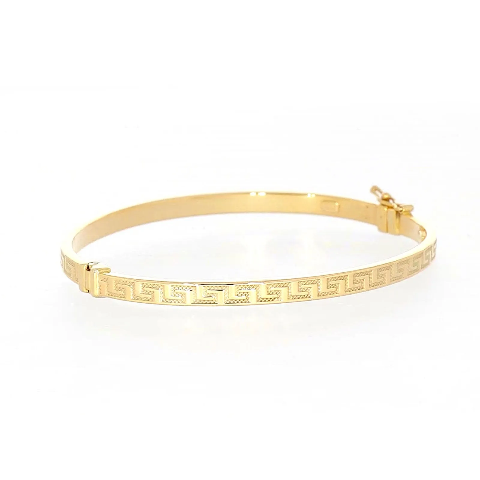 9ct Yellow Gold Greek Key Hinged Bangle