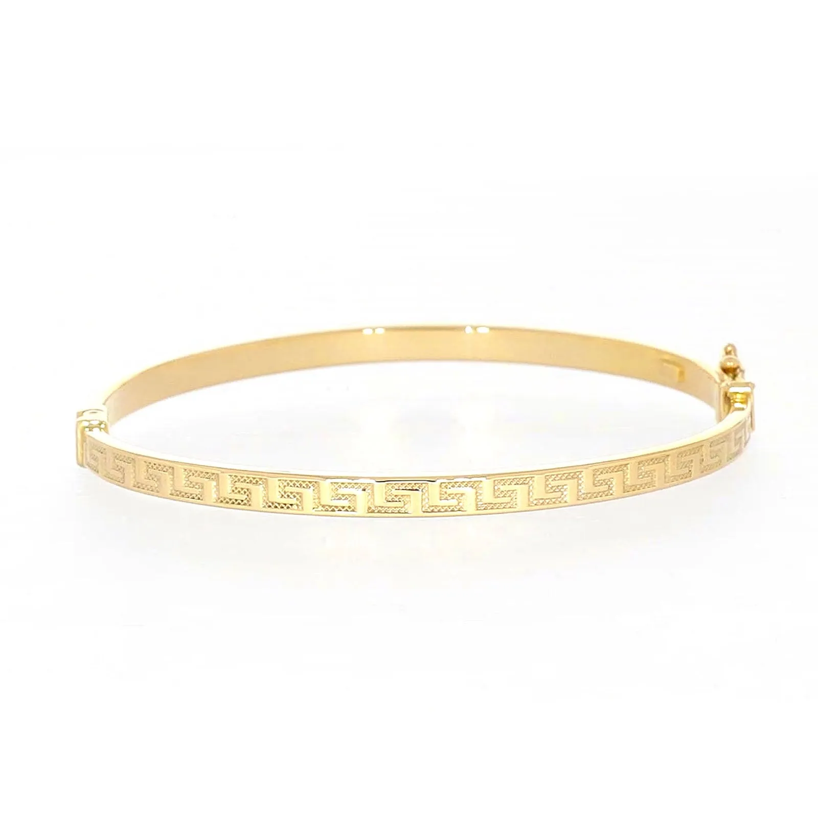 9ct Yellow Gold Greek Key Hinged Bangle