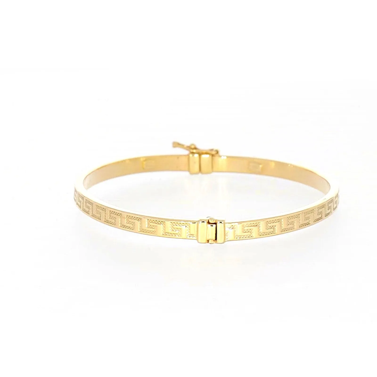 9ct Yellow Gold Greek Key Hinged Bangle