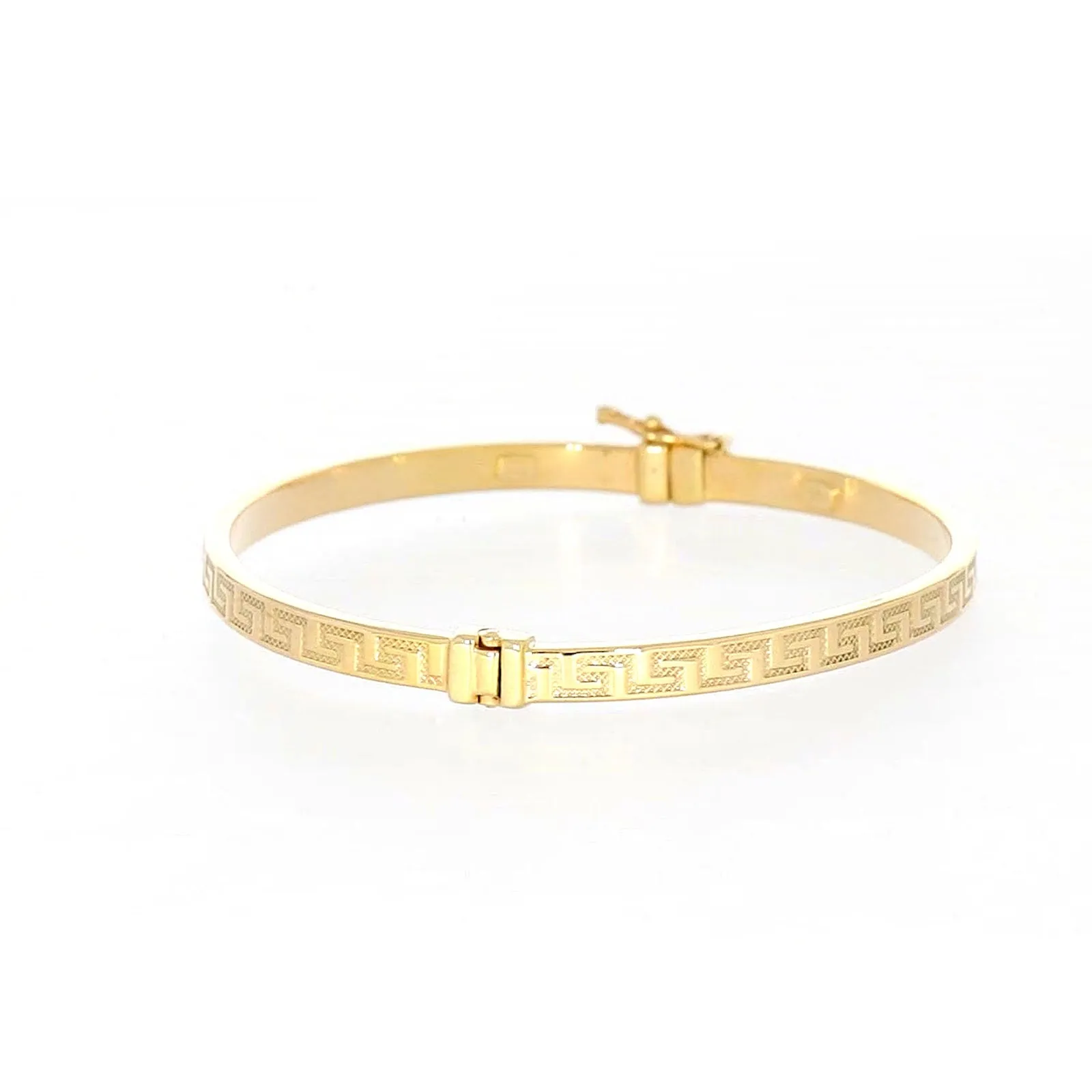 9ct Yellow Gold Greek Key Hinged Bangle