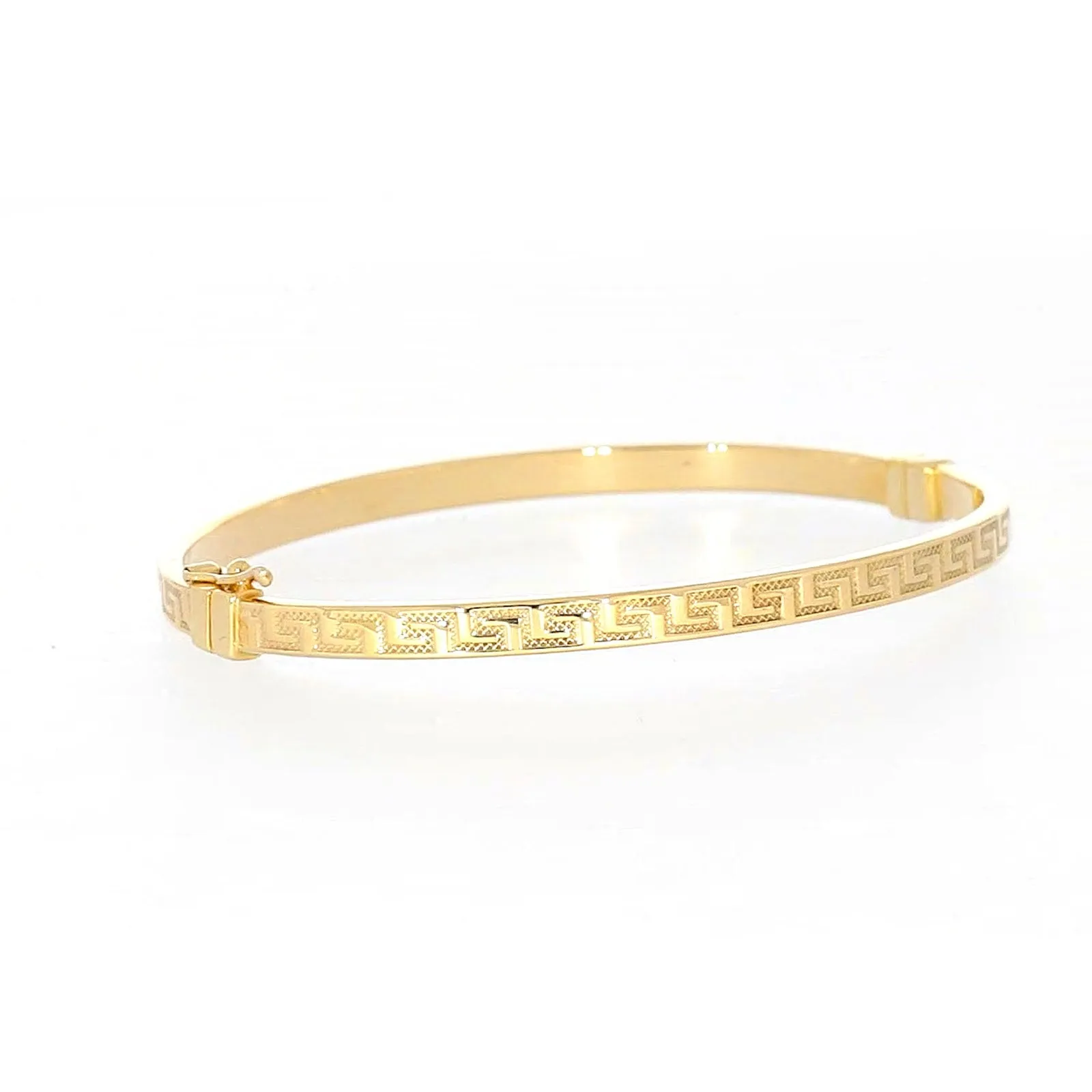 9ct Yellow Gold Greek Key Hinged Bangle