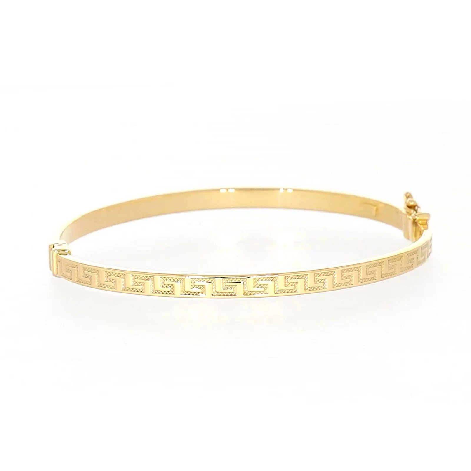 9ct Yellow Gold Greek Key Hinged Bangle