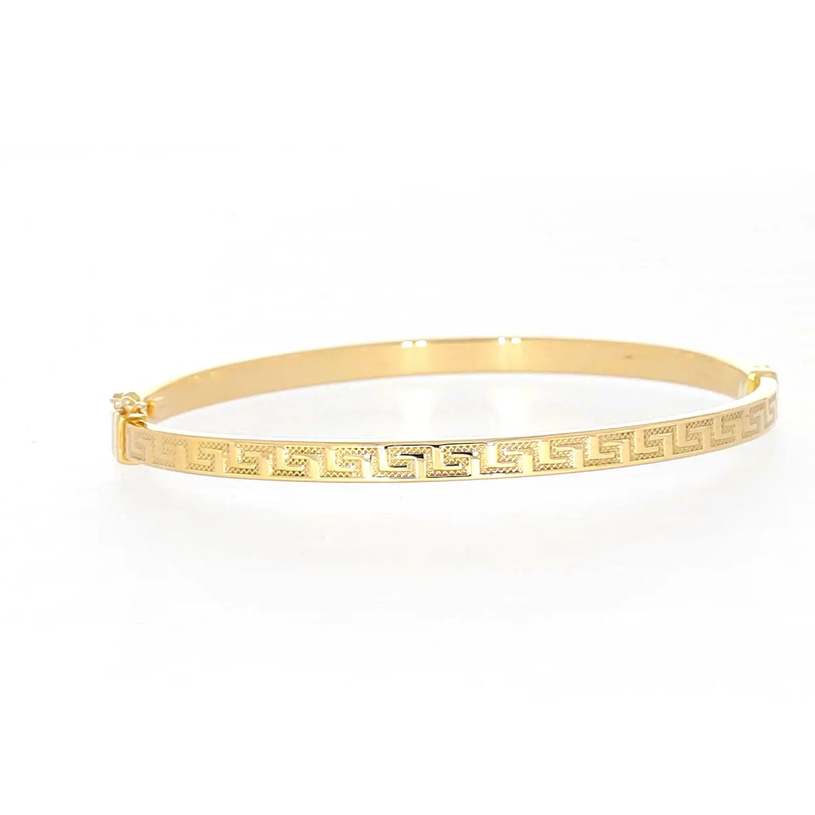 9ct Yellow Gold Greek Key Hinged Bangle