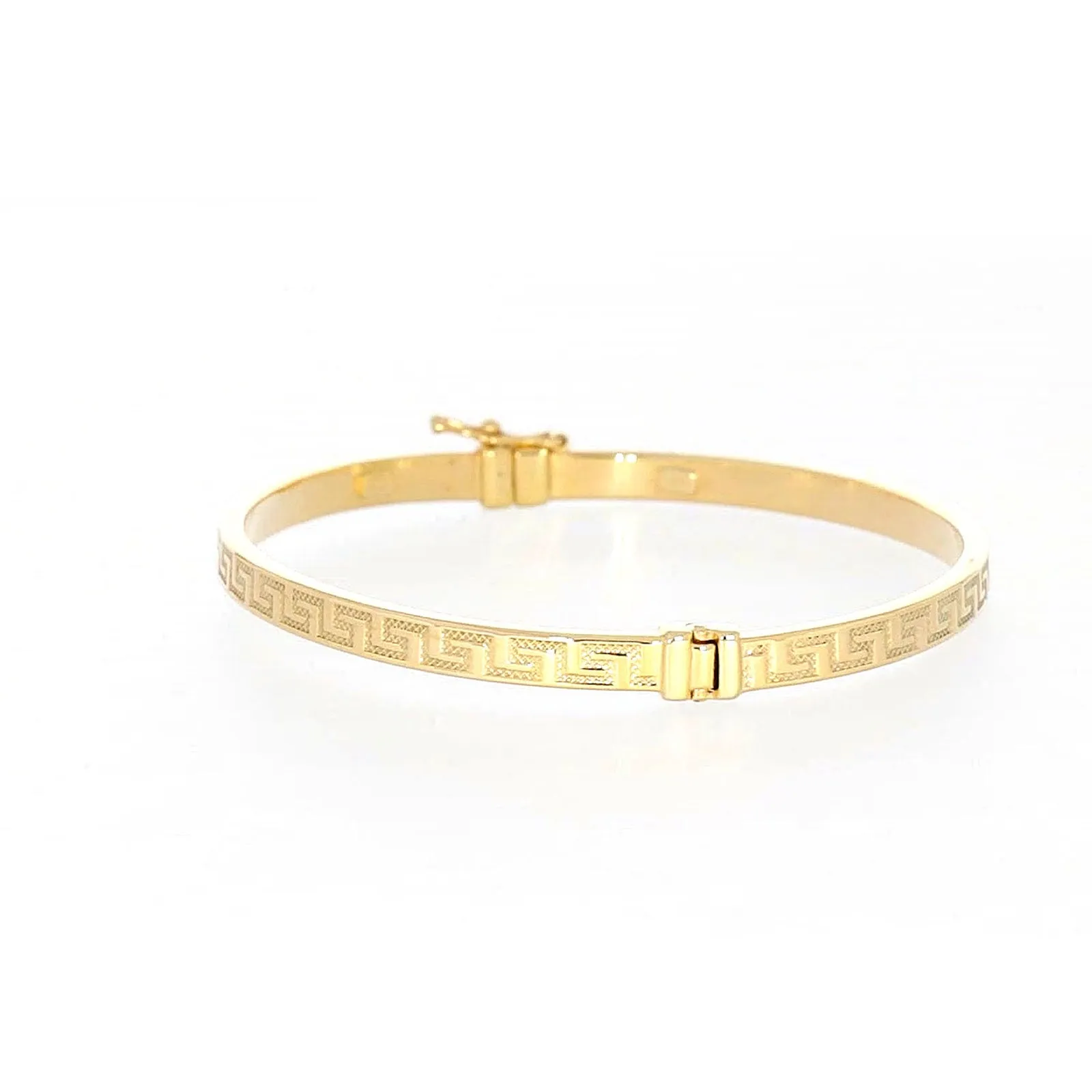 9ct Yellow Gold Greek Key Hinged Bangle