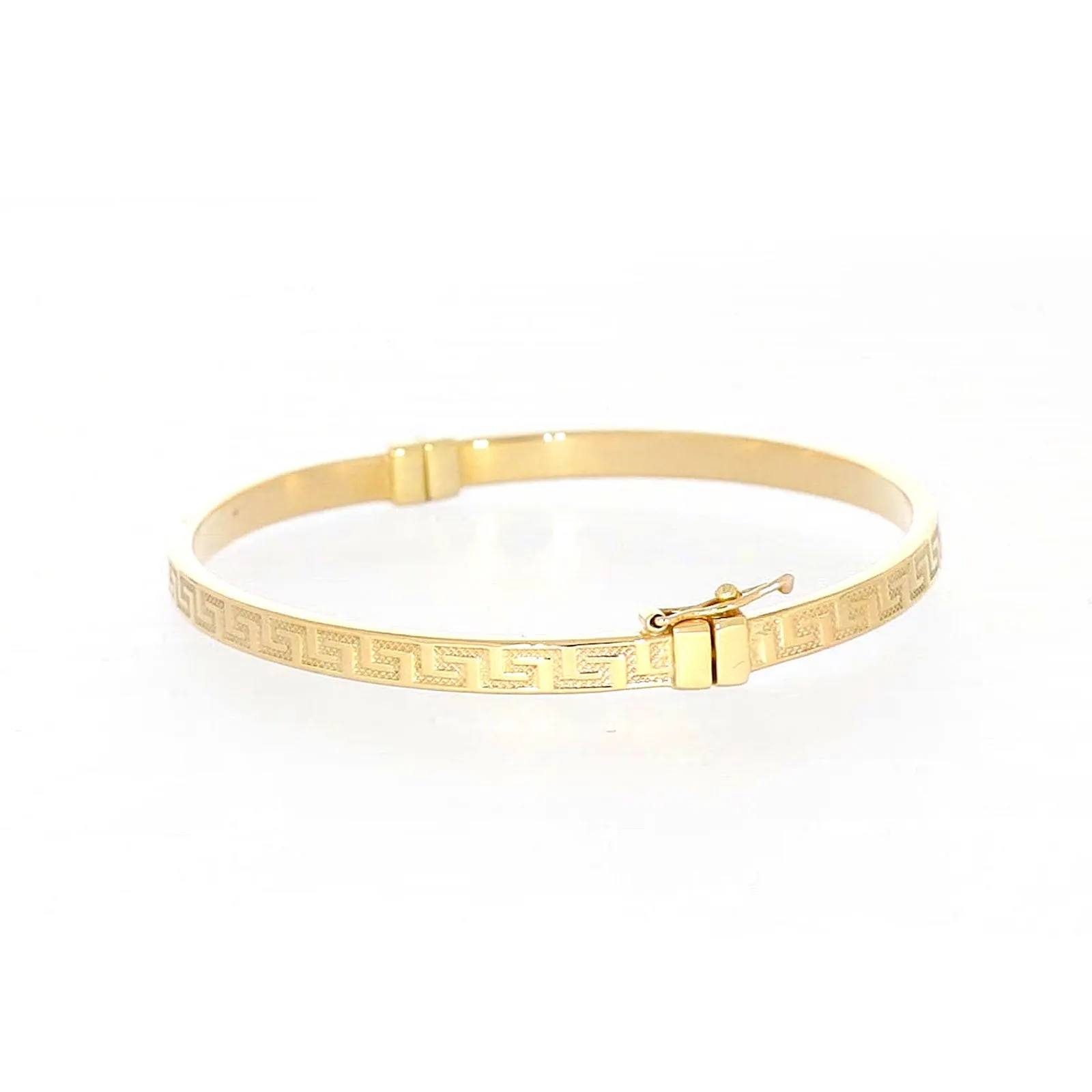 9ct Yellow Gold Greek Key Hinged Bangle