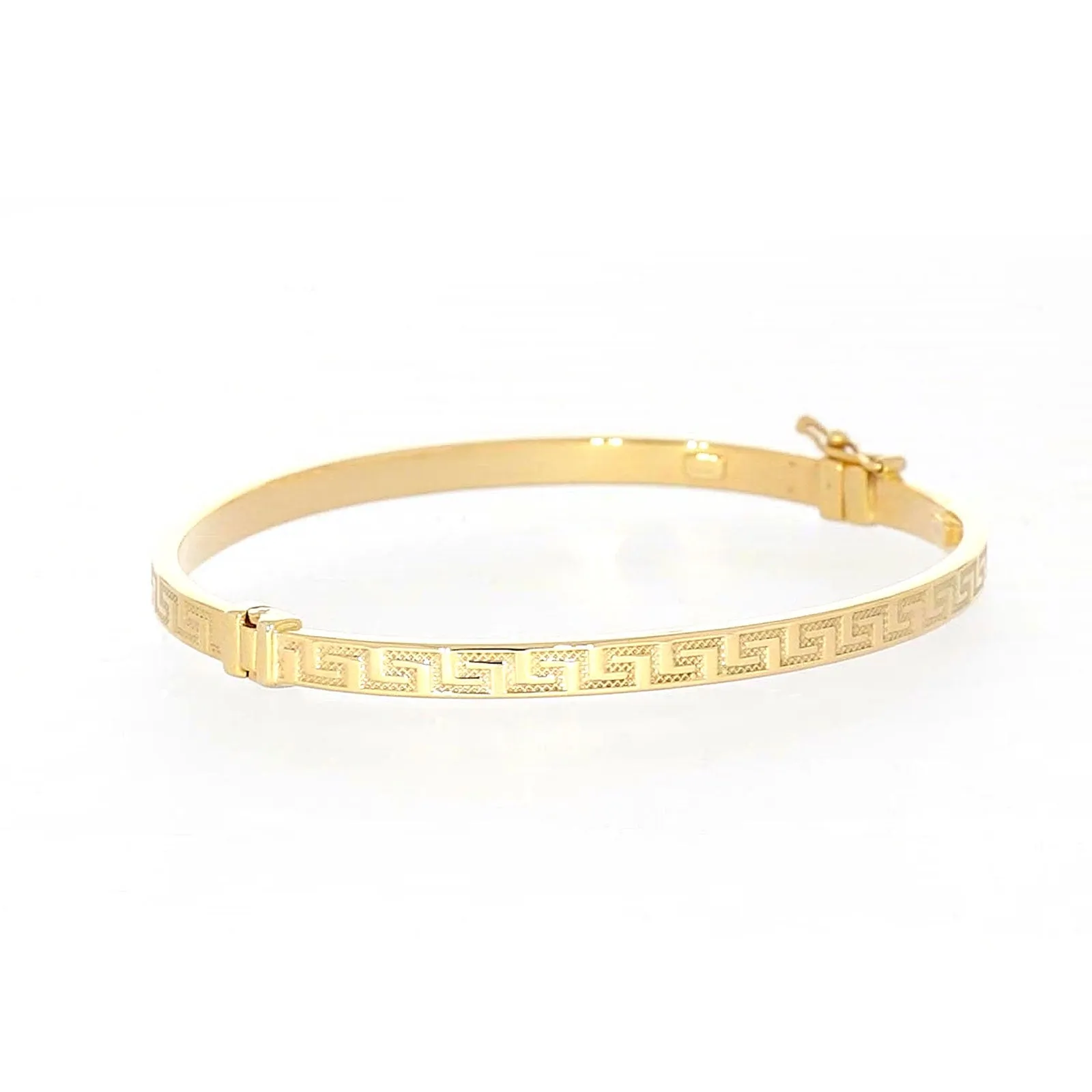 9ct Yellow Gold Greek Key Hinged Bangle