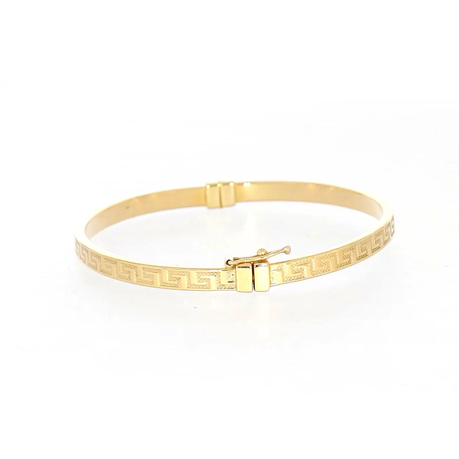 9ct Yellow Gold Greek Key Hinged Bangle