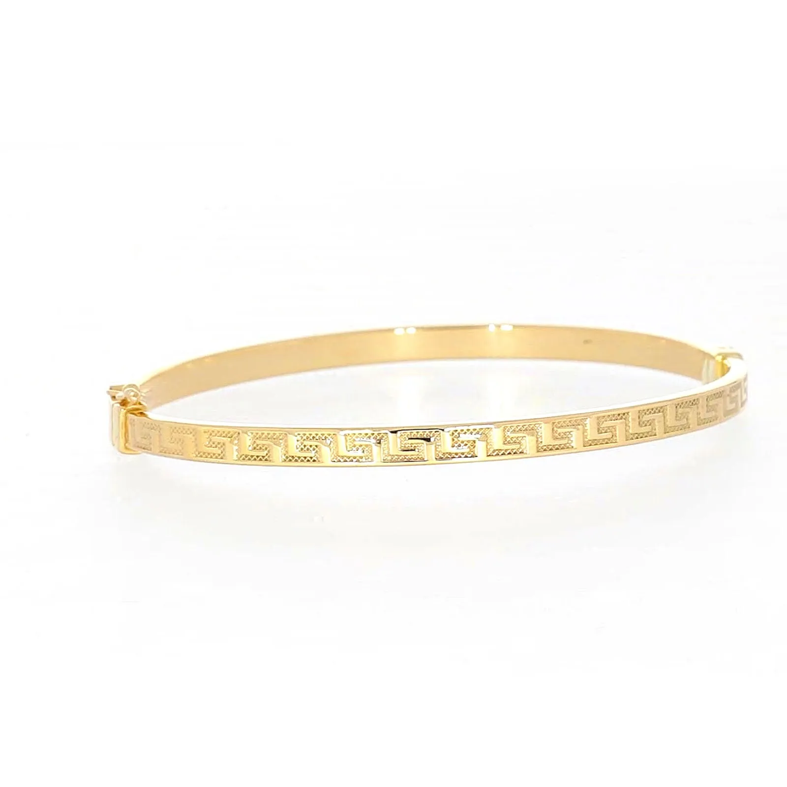 9ct Yellow Gold Greek Key Hinged Bangle