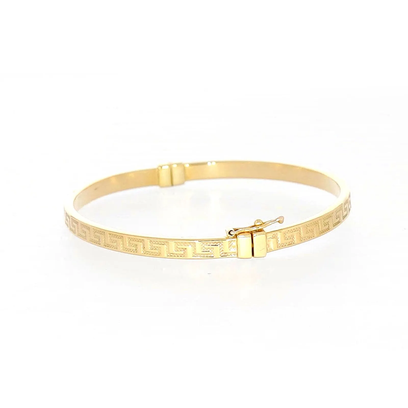 9ct Yellow Gold Greek Key Hinged Bangle