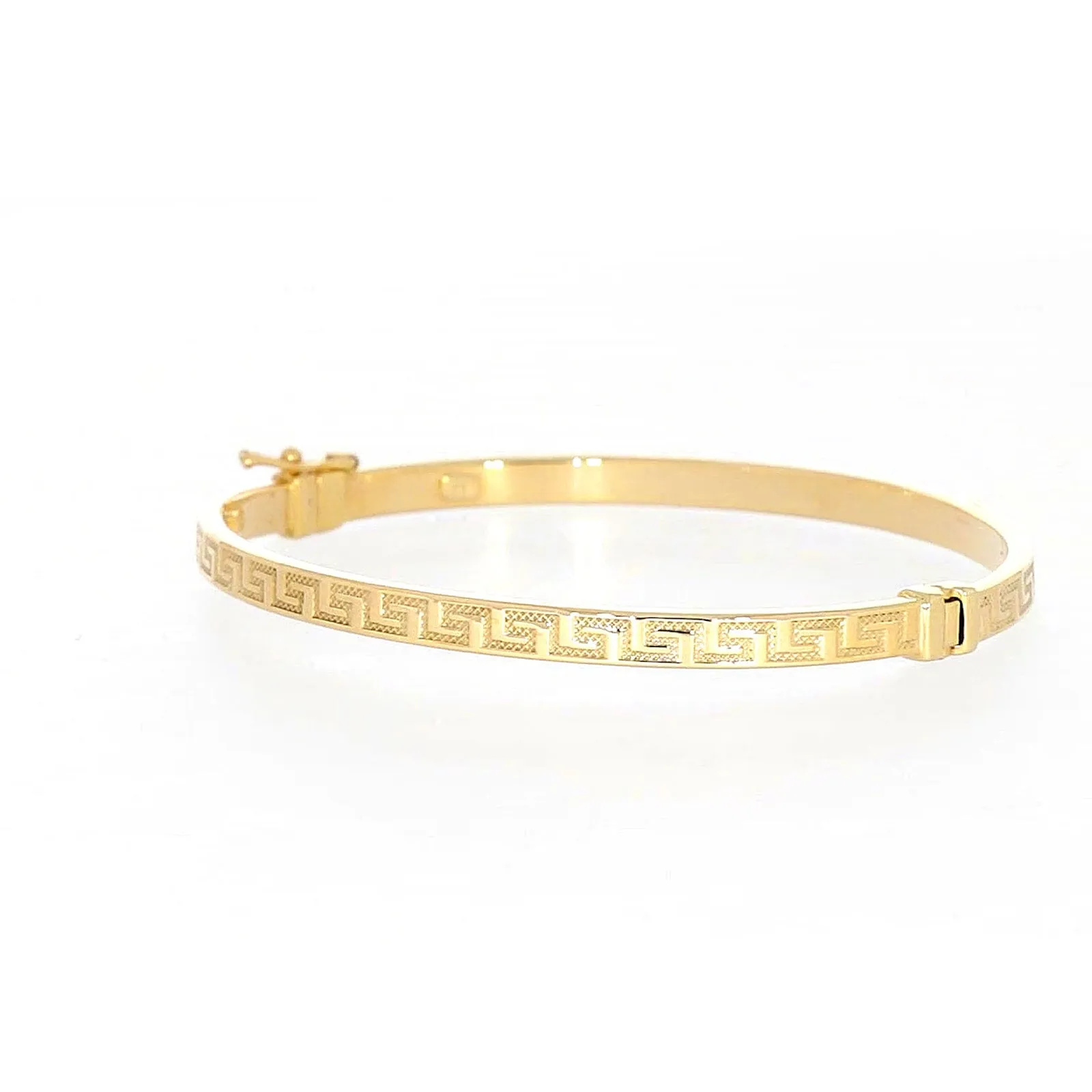 9ct Yellow Gold Greek Key Hinged Bangle