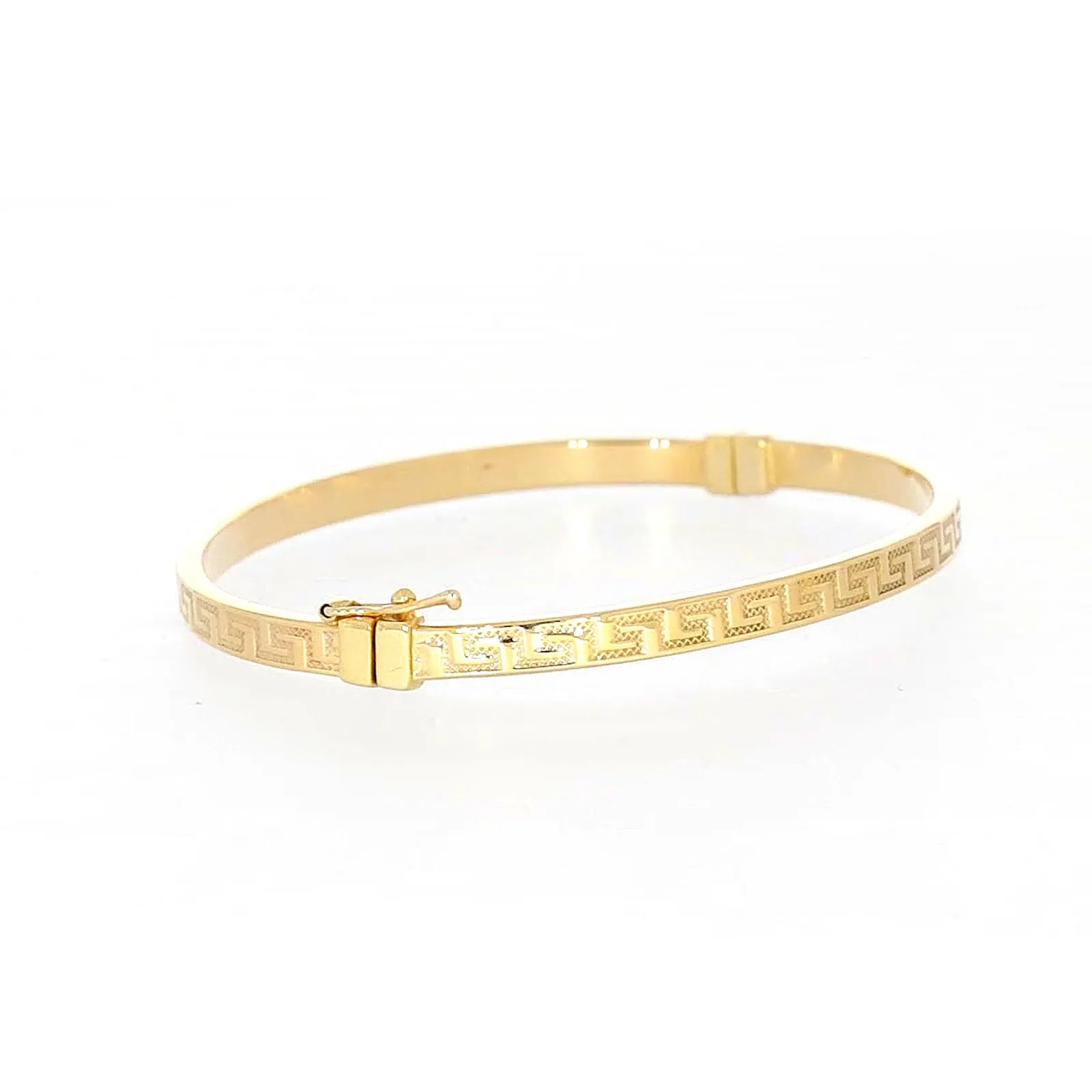 9ct Yellow Gold Greek Key Hinged Bangle