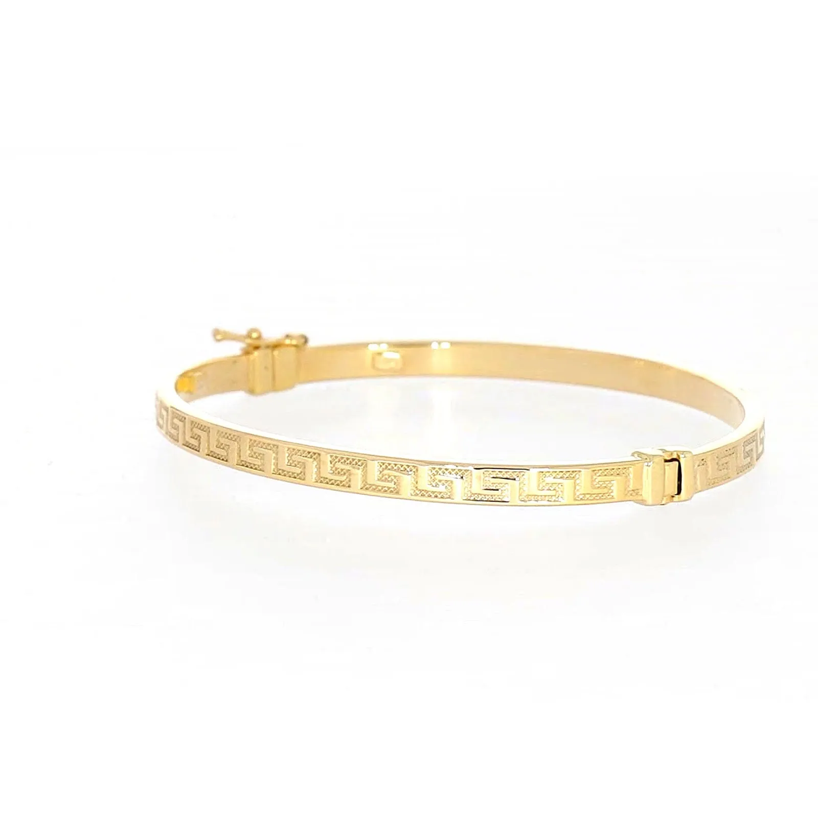 9ct Yellow Gold Greek Key Hinged Bangle