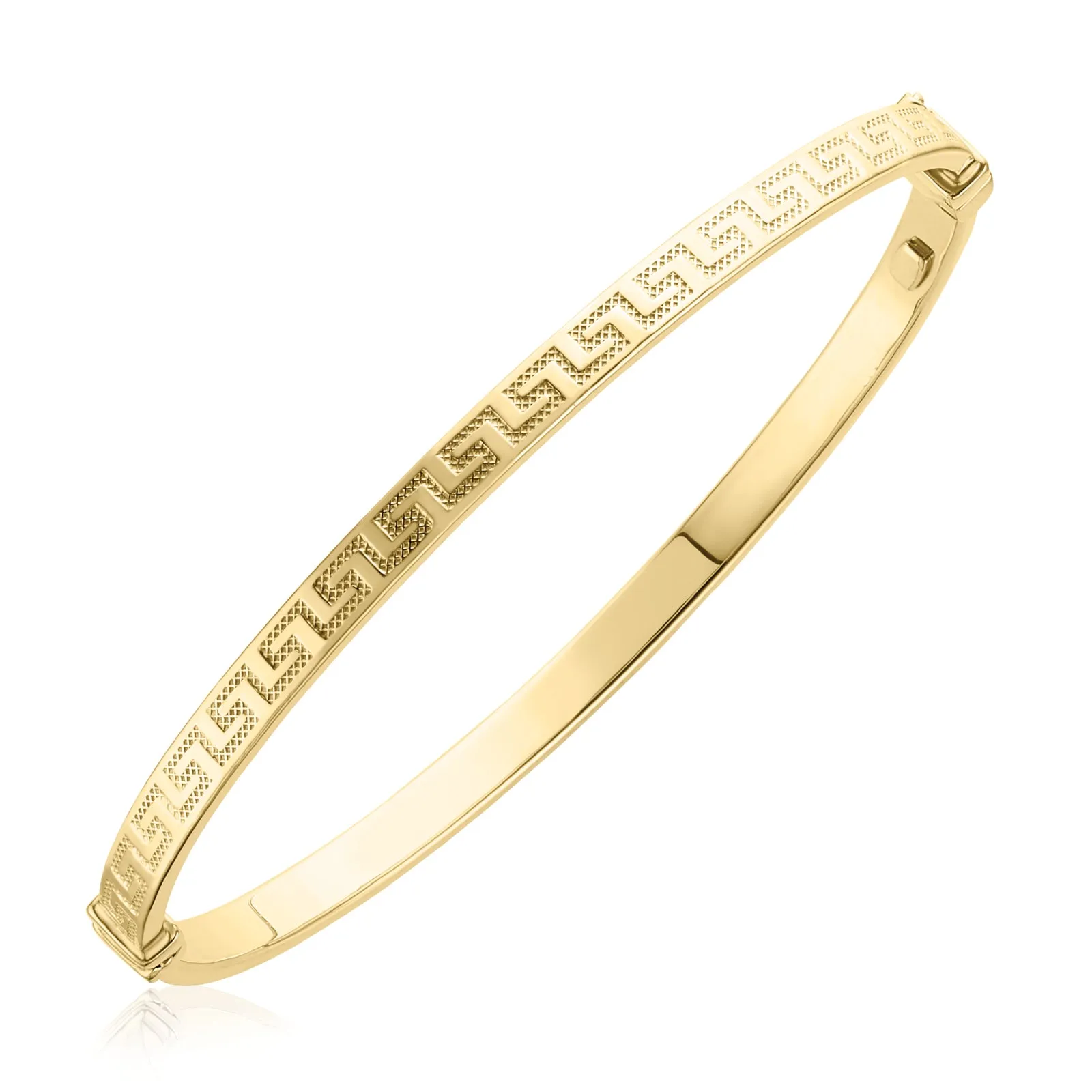 9ct Yellow Gold Greek Key Hinged Bangle